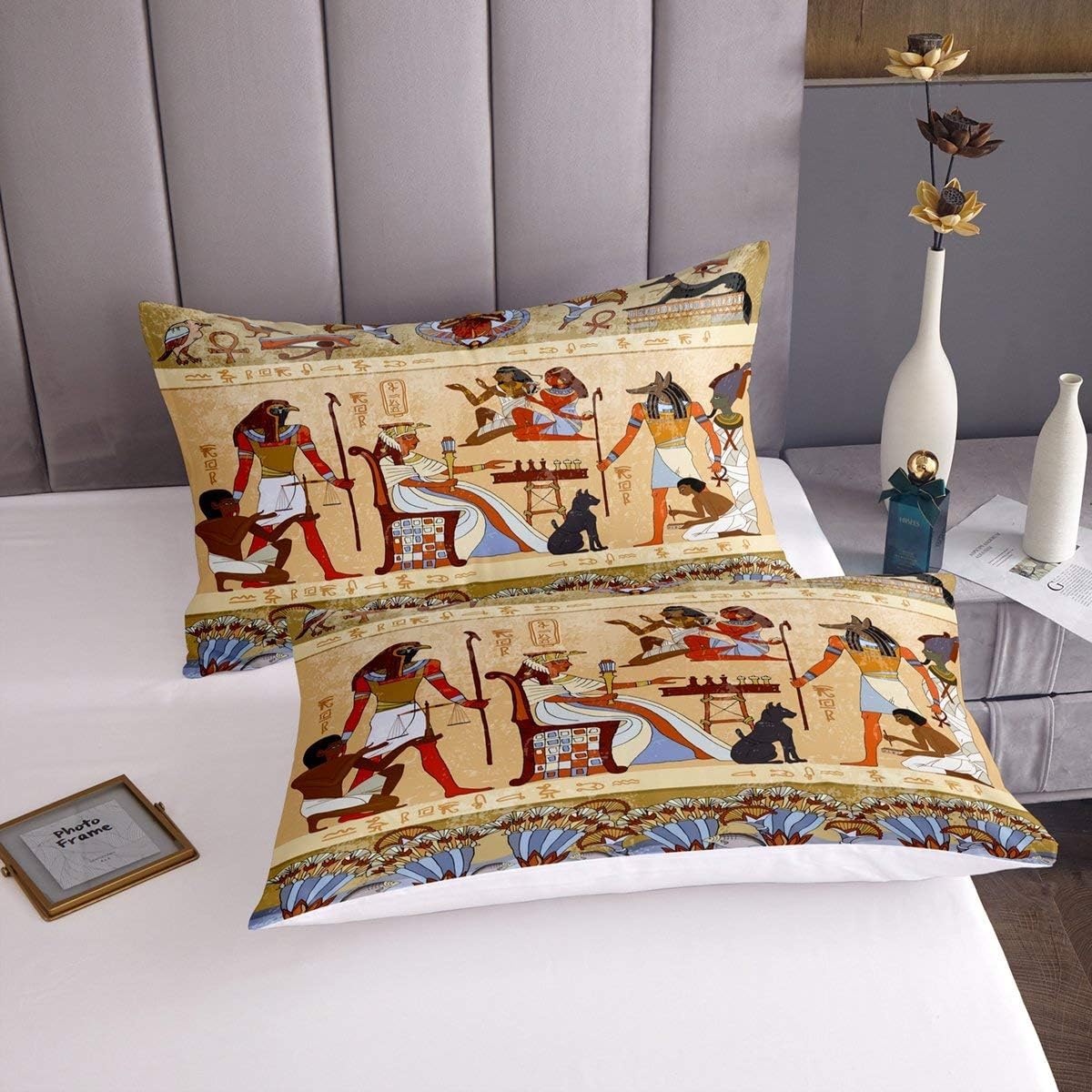 Antico Egitto Set di biancheria da letto 220x240cm Tribù Set di biancheria per bambini e adulti Cultura egiziana Parure da letto Stile egiziano Set di biancheria da letto Decorazione per la