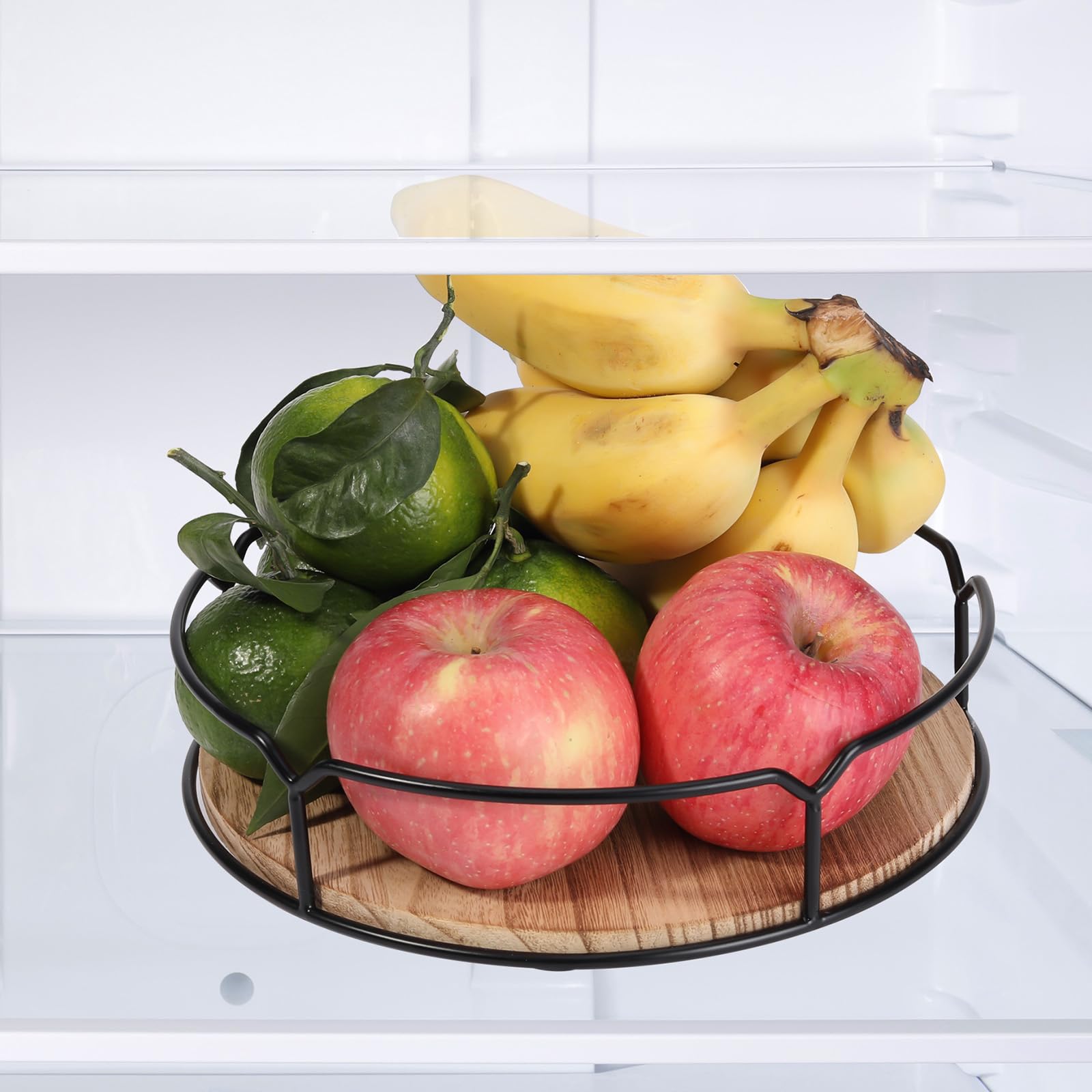 Plateau tournant à épices rotatif à 360° antidérapant Lazy Susan, étagère à épices Lazy Susan, étagère de rangement en bois, avec bord supérieur pour le rangement des épices, armoire, salle de bain