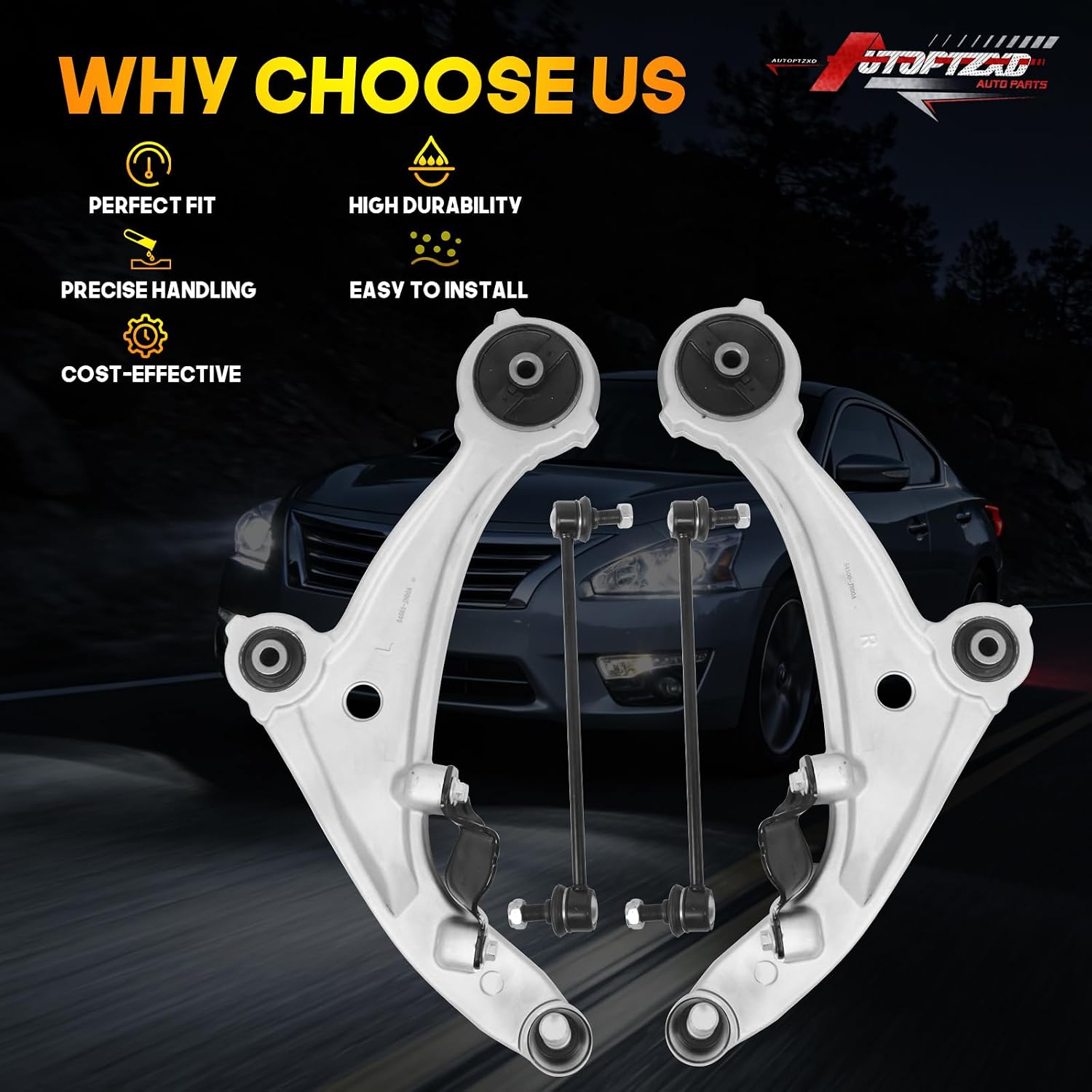 4Pcs Front Lower Control Arm Stabilizer Sway Bar End Link for 2007-2012 Nissan Altima, 2013 Altima Coupe 2-Door Only, Replace # K620195 K620196
