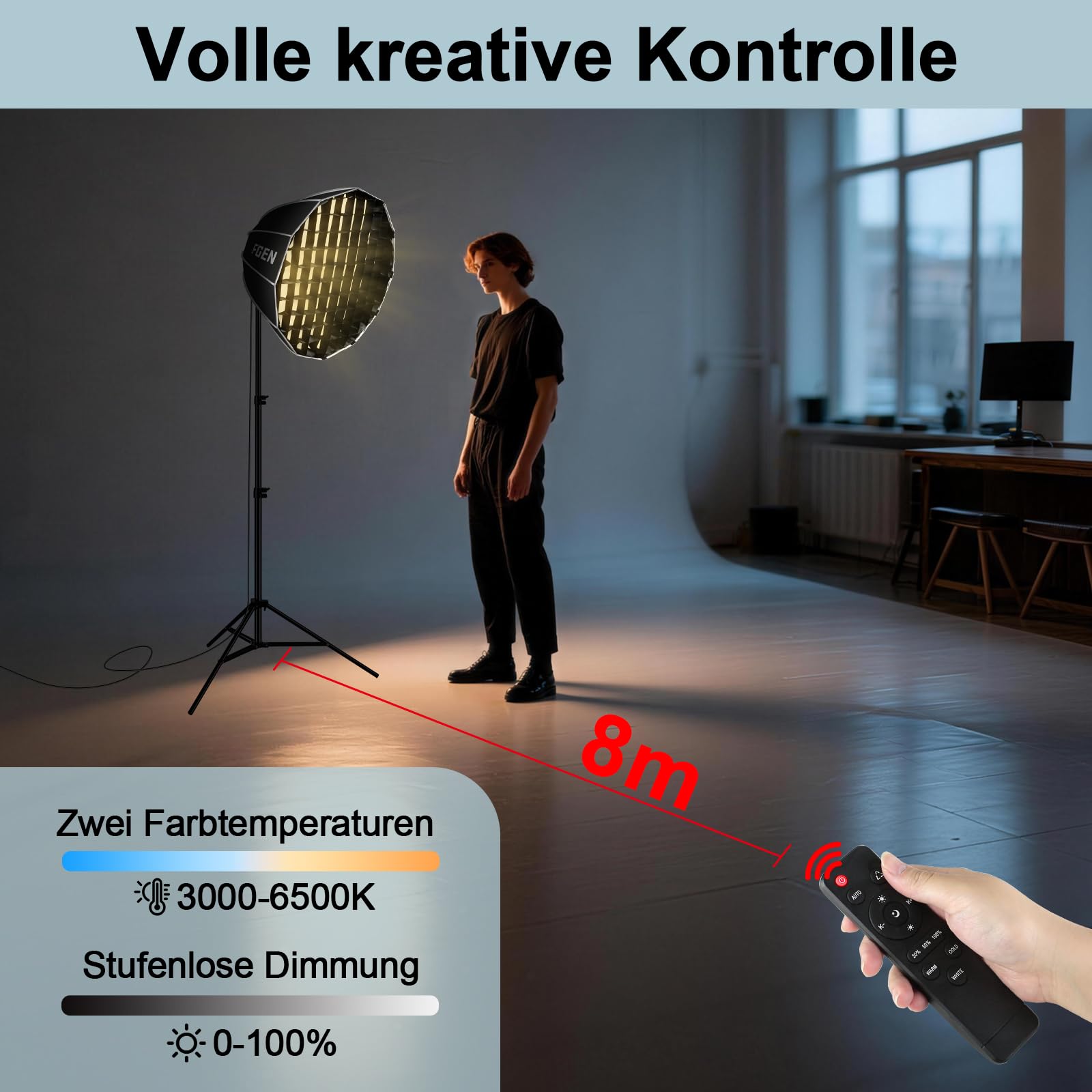 Softbox LED 120 W Pilot Paraboliczny Regulowany Studio
