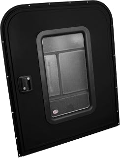 Teardrop 30" X 36" Face Mount Foam Core Passenger Side Door with Radius Corners on Top and Square Bottom with Screen Door (30"(W) X 36"(H) Pass Side, Black)