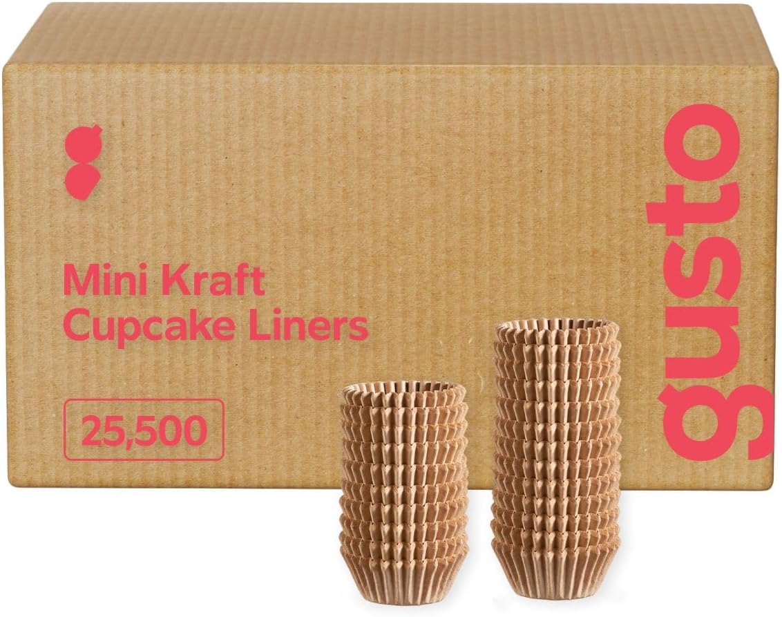 GUSTO [500Pcs] Standard Cupcake Liners for Baking - Food Grade & Grease-Proof Muffin Liners, Durable Baking Cups for Muffins, Cupcakes, and More - Formerly Comfy Package (Assorted Colors, 12500 Count)