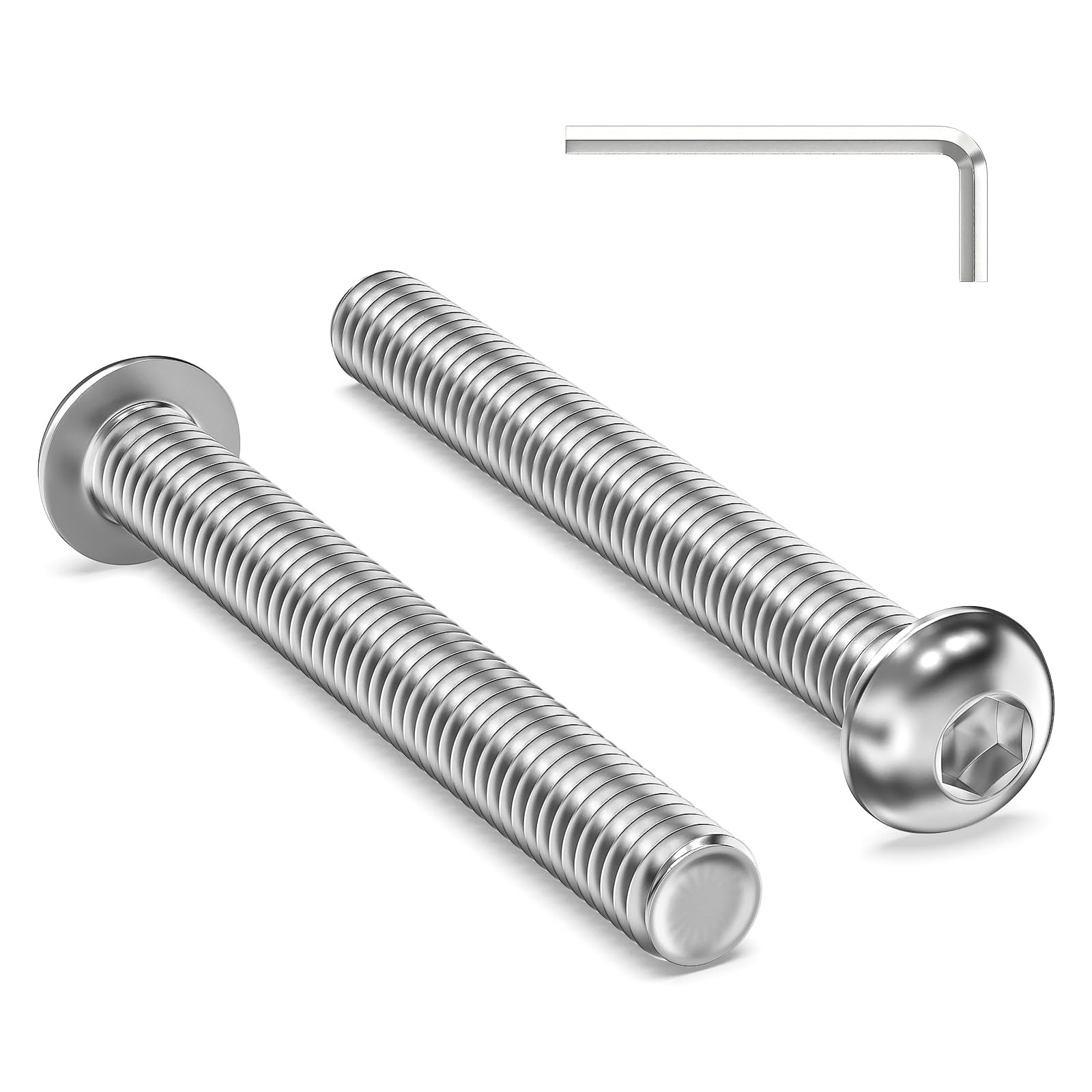 Valorada 30Pcs M6 Bolts, M6 x 50mm Button Head Socket Cap Bolts Screws, 304 Stainless Steel, Allen Hex Drive, Bright Finish, Fully Machine Thread with Allen Key