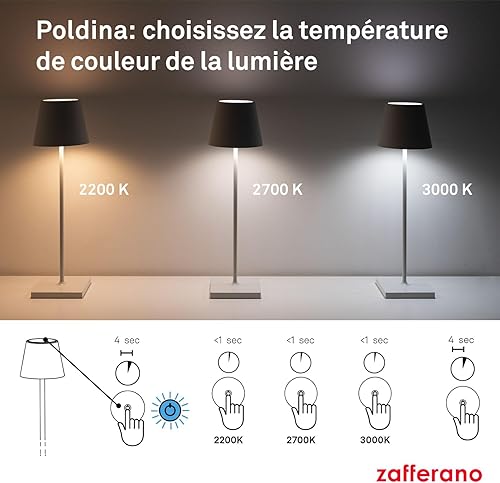 Miniatura 7 de Poldina Pro - Lámpara de mesa LED (rojo) Touch OnOff, táctil regulable, aluminio recubierto de polvo, protección IP54, interior y exterior, base de