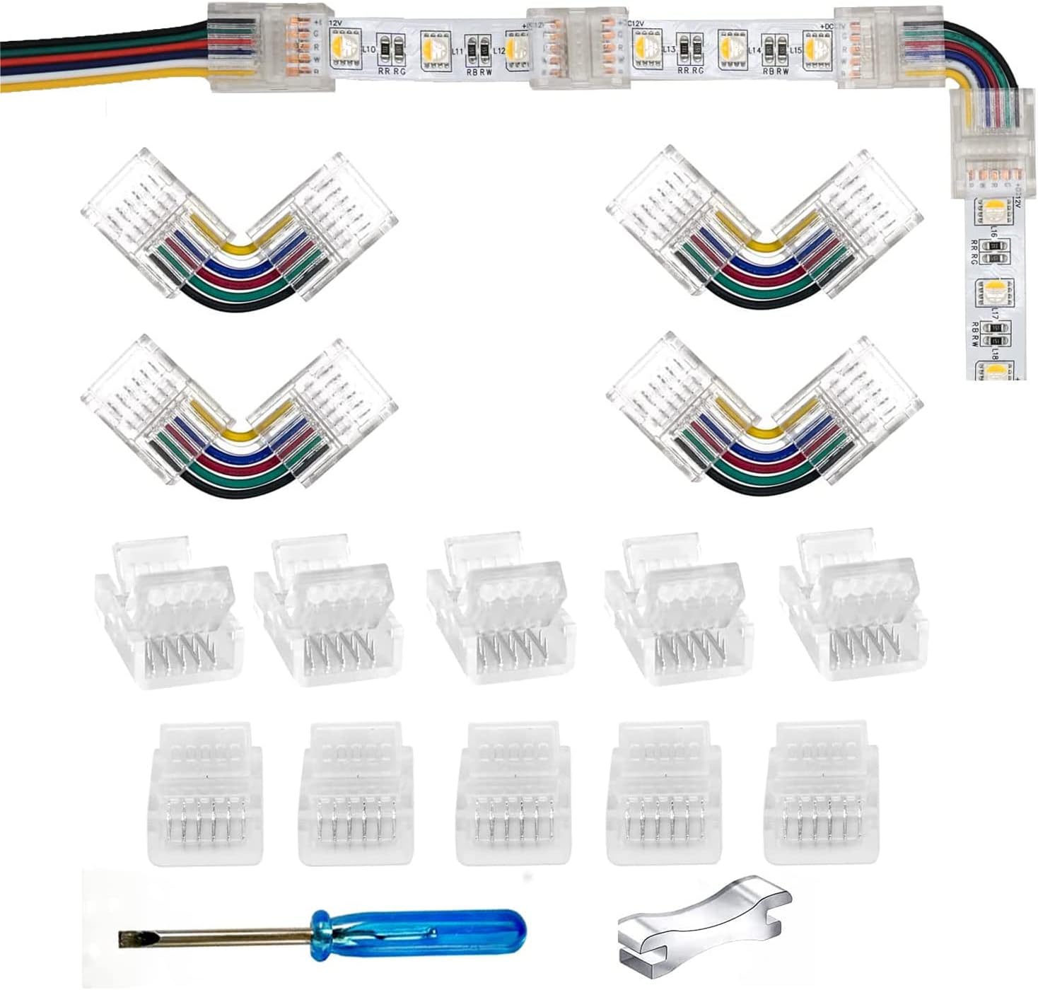Uxcell 20-Pack 4-Pin 8mm RGB LED Strip Lights Connectors For 5050 2835 Strip Light DIY Lighting [White - View #3