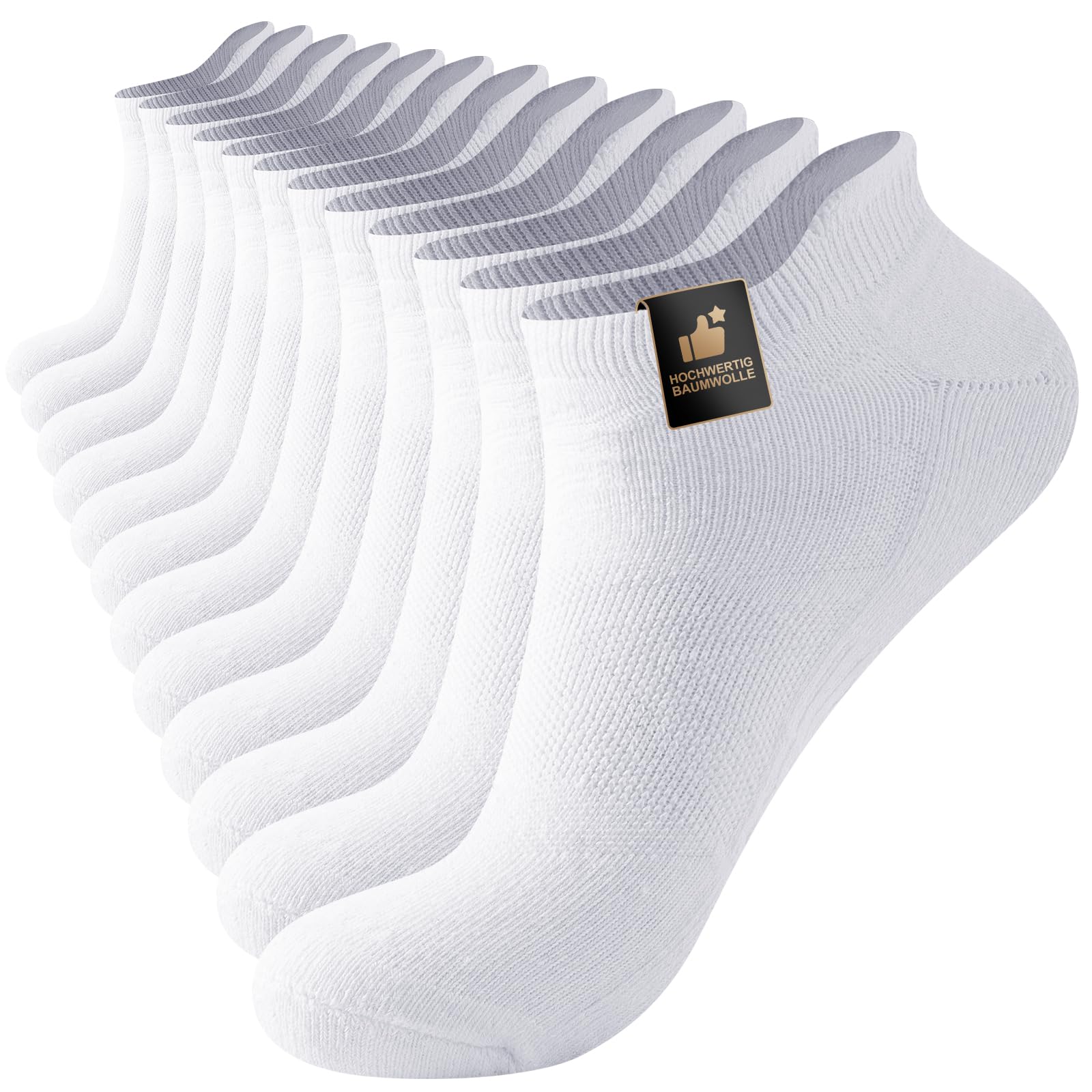 Cirorld 6 pares de calcetines deportivos para hombre y mujer, de algodón transpirable, antiampollas, acolchados, para correr, de verano, color negro y blanco, 37-42, 43-46, 47-50