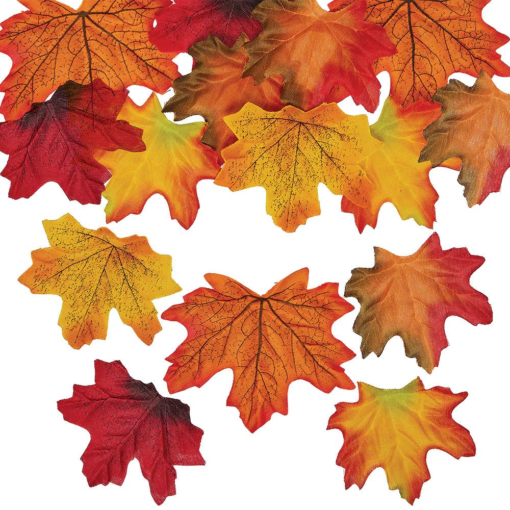 Baker Ross FN587 Fabric Leaves - Pack of 100, Soft Textured Autumn Craft Shapes Perfect for Seasonal Decorations and Creative Projects
