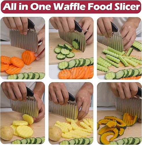 Miniatura 3 de JAYVAR Large Crinkle Cutter French Fry Cutter, Large Crinkle Potato Slicer Wavy Chopper, Stainless Steel Wavy Slicer Crinkle Cutting Chopping Tools