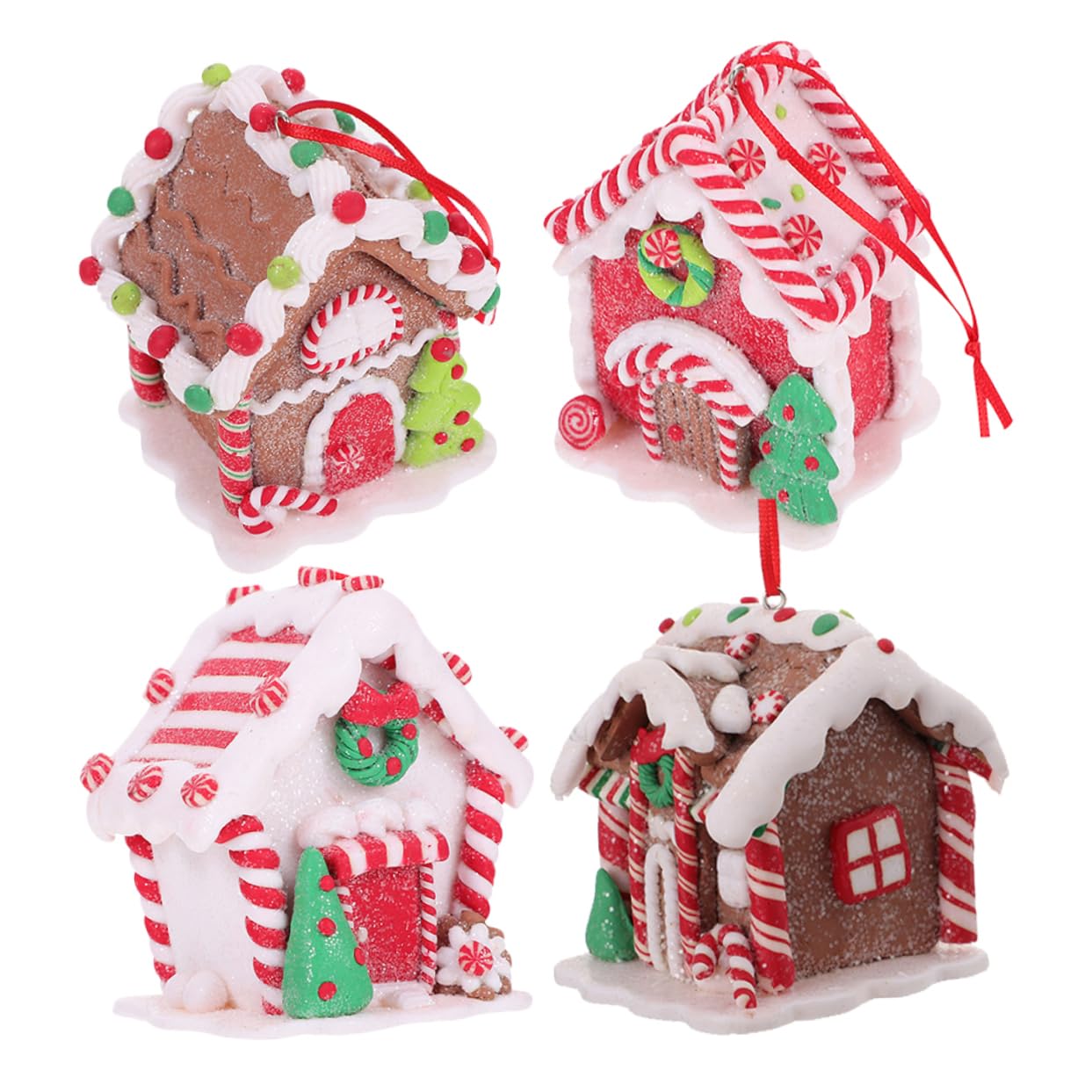 ABOOFAN 4piezas Adornos de Casa de Jengibre Colgantes para Árbol de Navidad Decoración de Escritorio para Fiestas Navideñas de Materiales para Decorar Escenas Navideñas