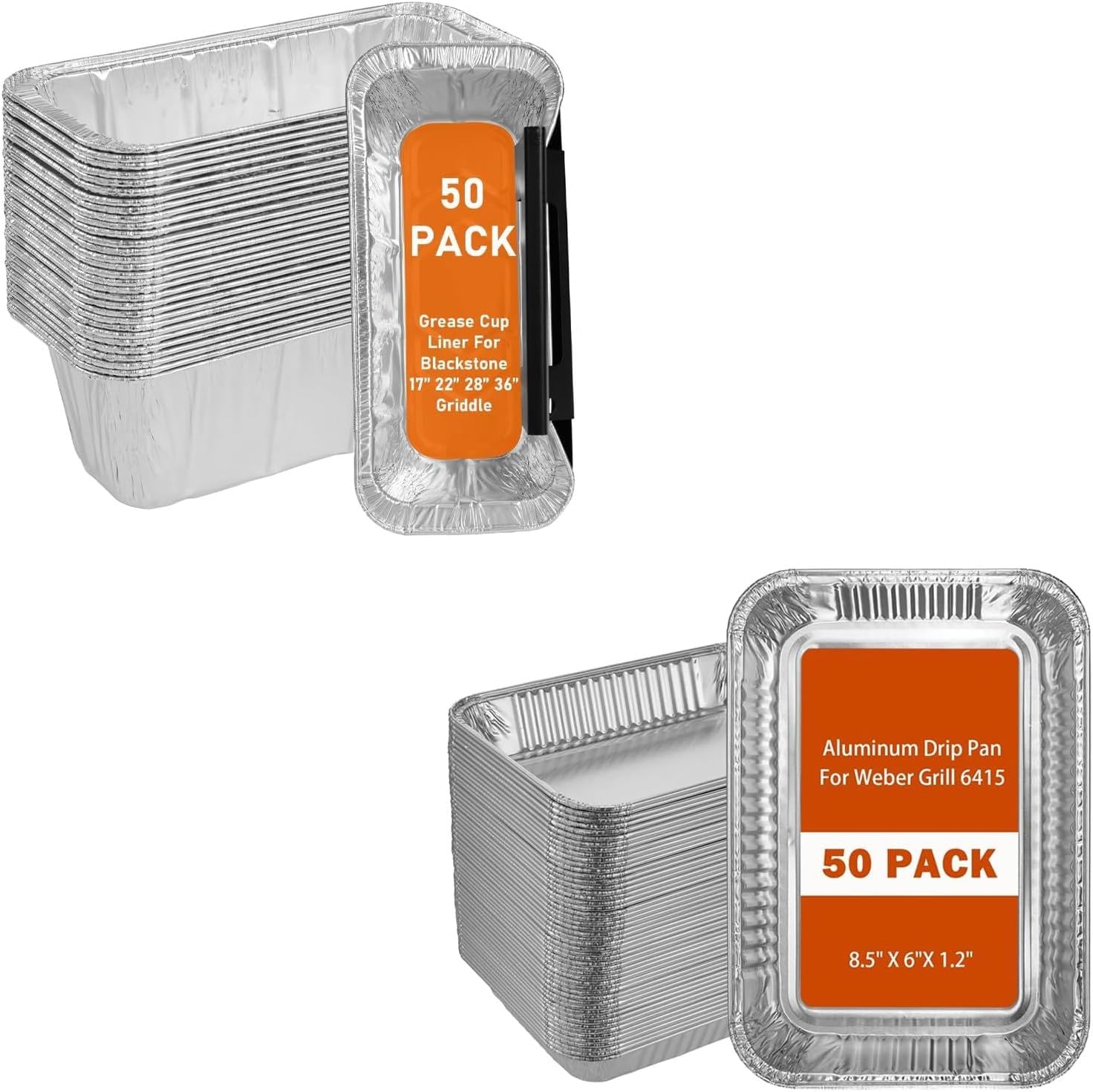 Aluminum Grease Cup Liners for Blackstone Bundle with Drip Pan Liners for Weber