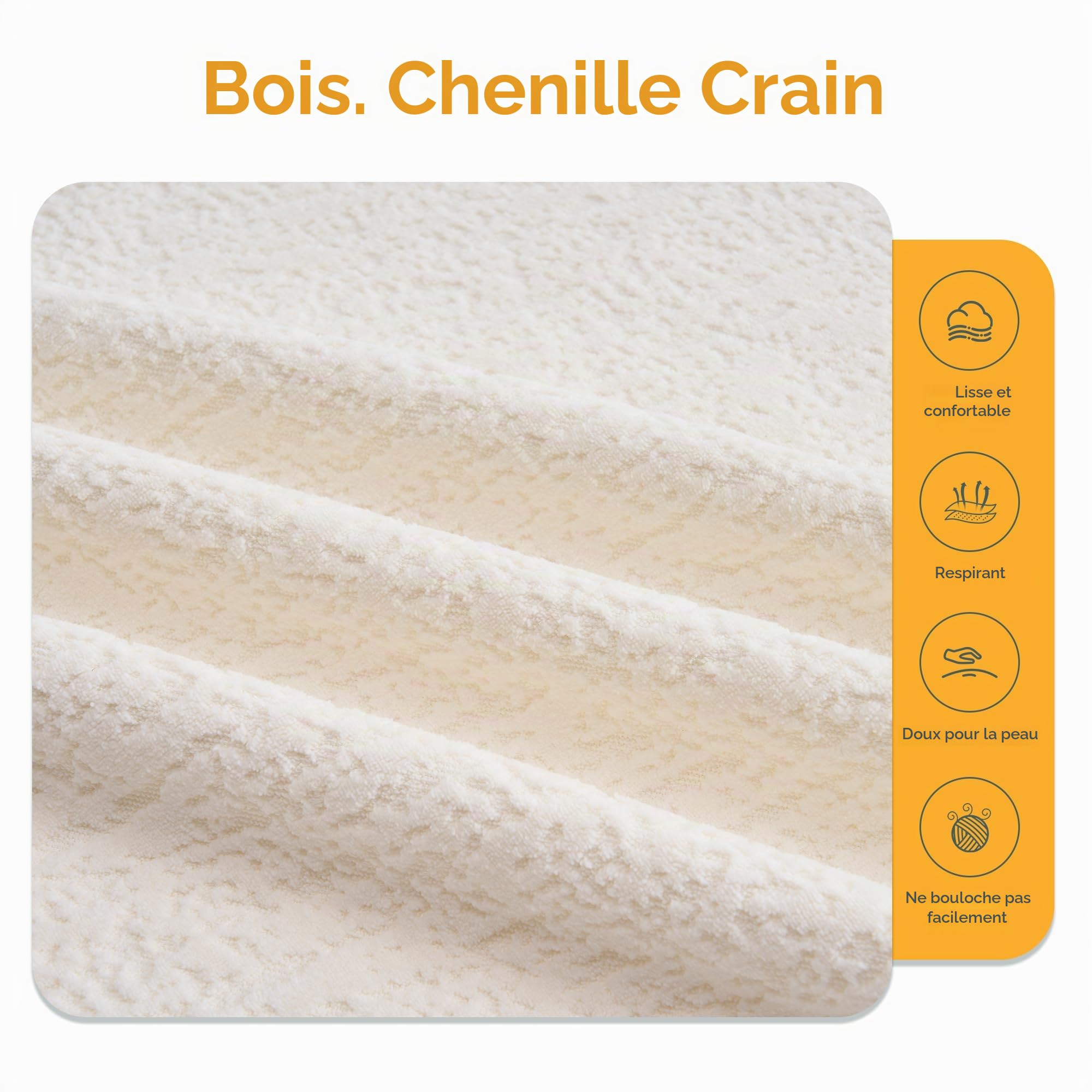 Canapé d'angle Incurvé de 275 cm avec Méridienne pour Salon, Canapé Modulaire 5 Places en Chenille,Aucun Assemblage Requis (Blanc-025)