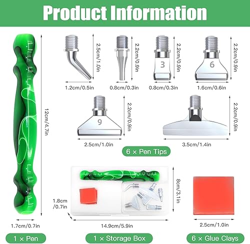 Miniatura 2 de ZYNERY Kit de 13 bolígrafos de pintura de diamante, bolígrafos ergonómicos de arte de diamante con 6 puntas de tornillo de acero inoxidable y 6