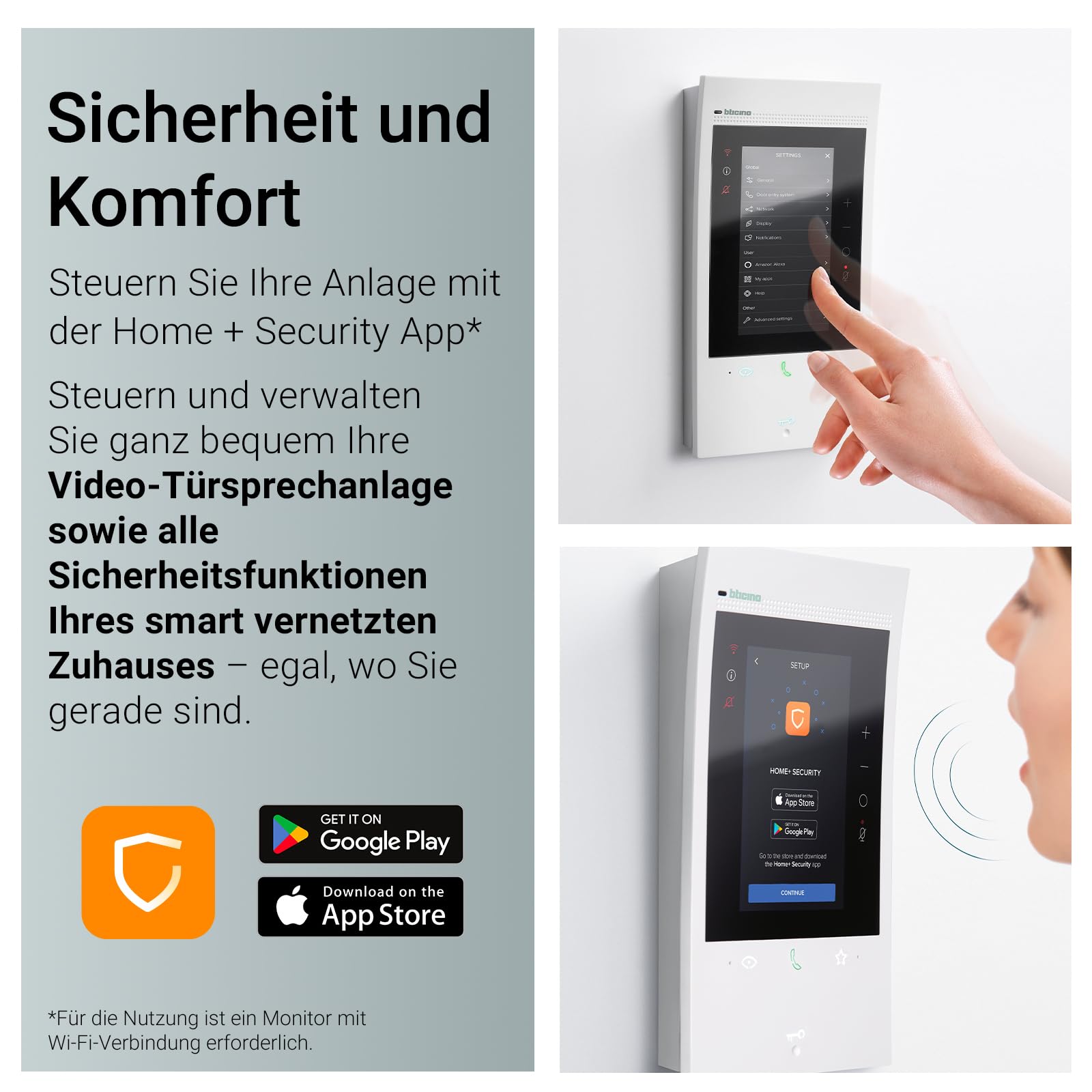 BTICINO, Classe 300EOS with Netatmo, erste smarte Wi-Fi-Video-Innenstelle mit integriertem Alexa-Sprachassistenten, vertikaler 5"-Touchscreen, App Home+Security, 2-Draht-Technik, 344842