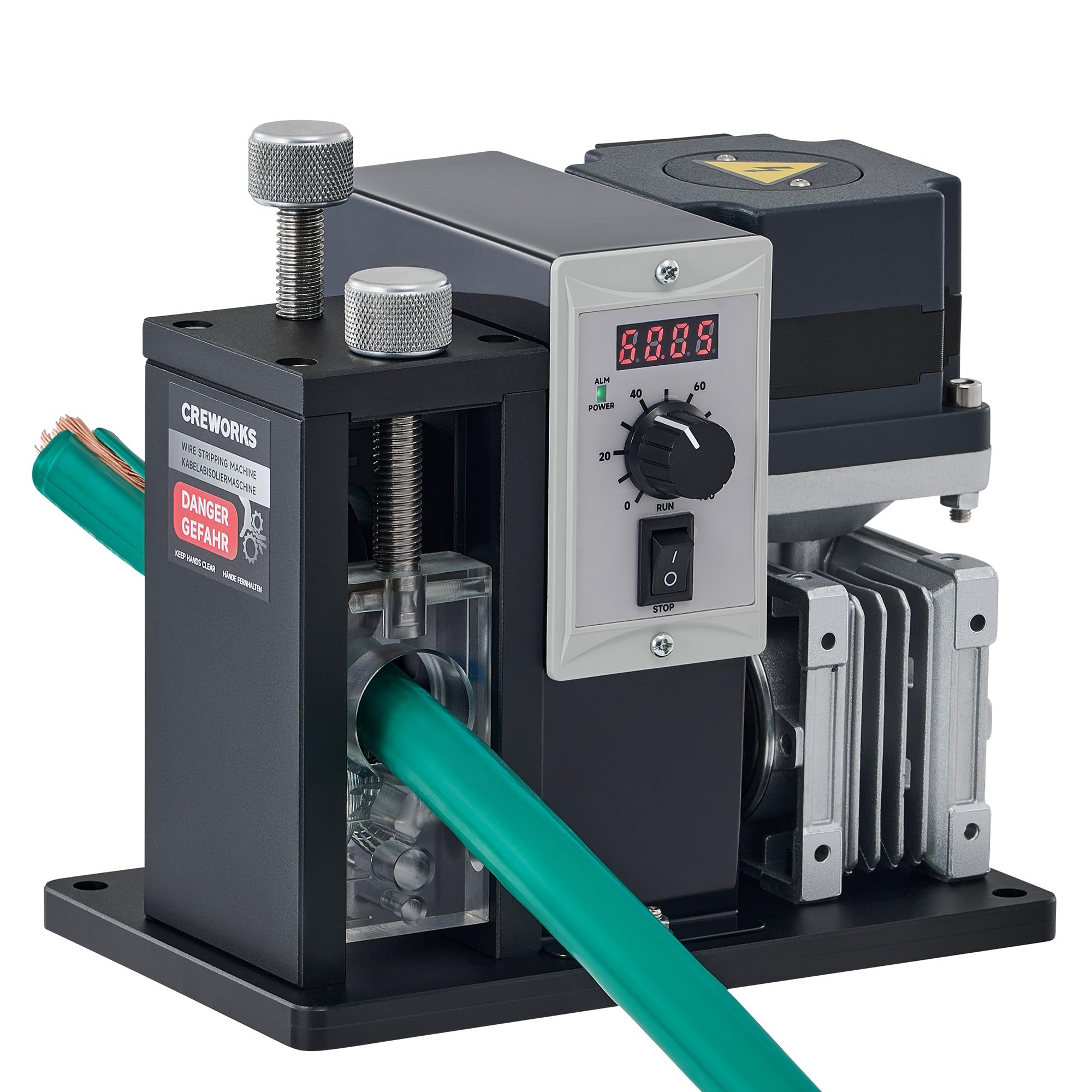 CREWORKS 200W Automatic Wire Stripper Machine, Speed Adjustable Electric Wire Stripping Machine with Real-Time Speed Display, Cable Stripper Machine