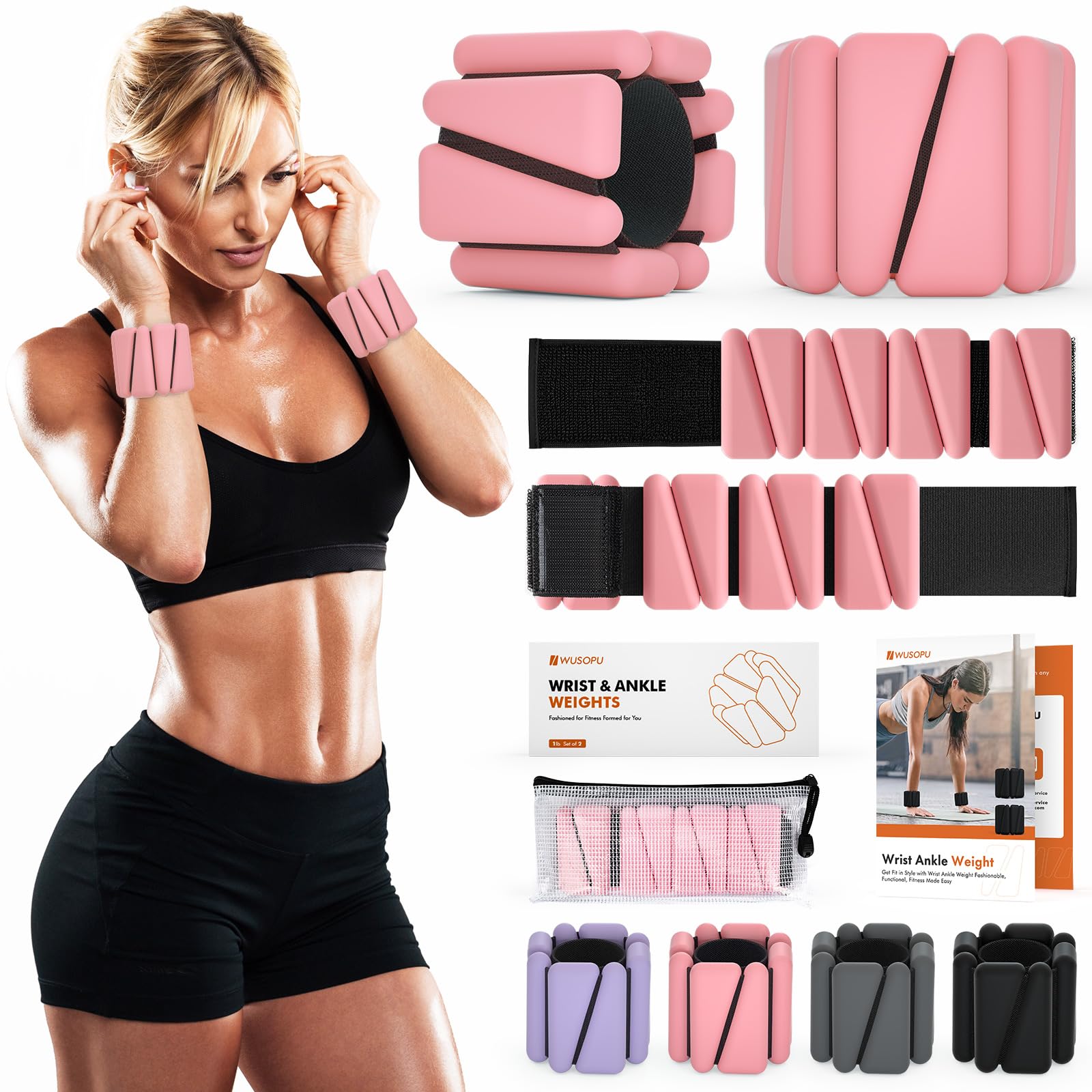 Wrist Weights, Ankle Weights for Women Men, Adjustable Wrist Weighted Bracelet for Home Gym Workout, Running, Yoga, Exercise, Strength Training