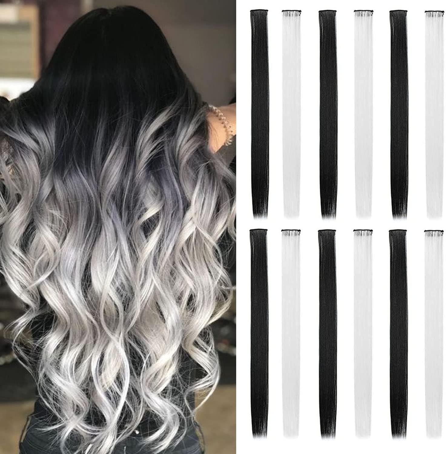 Black and white hair extensions Clearance