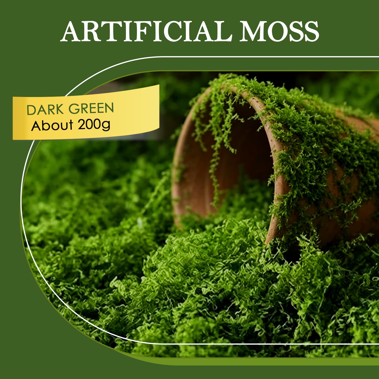 200g Musgo Artificial Verde Oscuro, para Pared, Habitación Infantil, Acuario, Maquetas, Plantas Artificiales, Decoración de Habitaciones