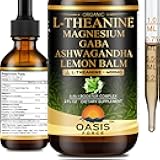 OASIS FORCE L Theanine 400mg Liquid Drops, L-Theanine Supplement for Adults & Kids with GABA, Magnesium & Ashwagandha, Natural Sleep, Focus & Relaxation Support, Vegan, Alcohol-Free, Non-GMO, 2 FL OZ