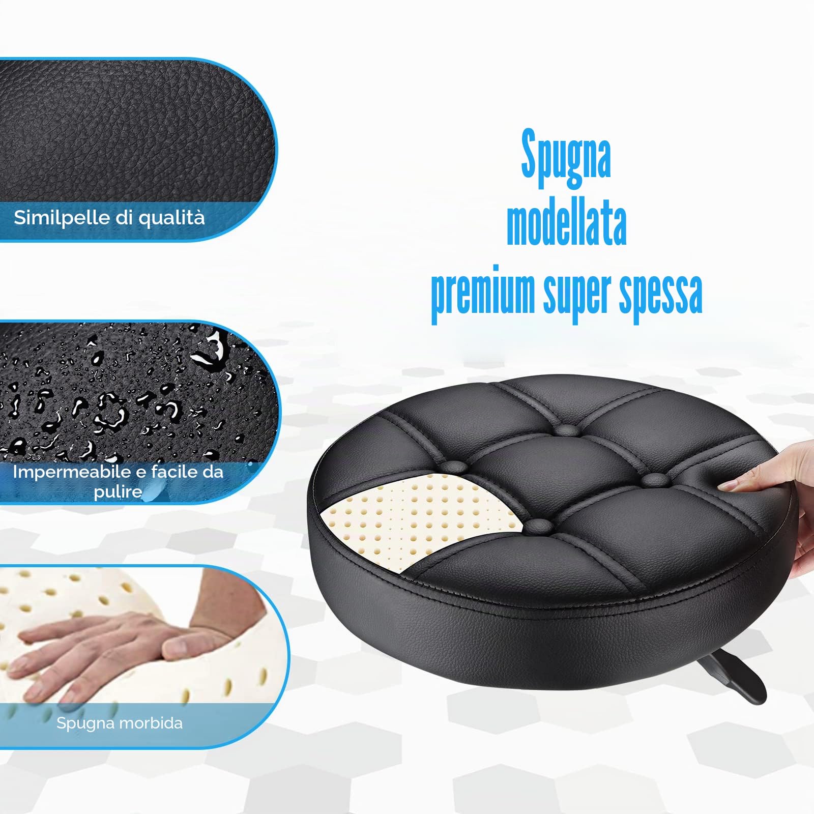 HMTOT Rotondo Sgabelli PU Pelle Sedile Altezza Regolabile Sgabello Girevole Con Ruote Nero