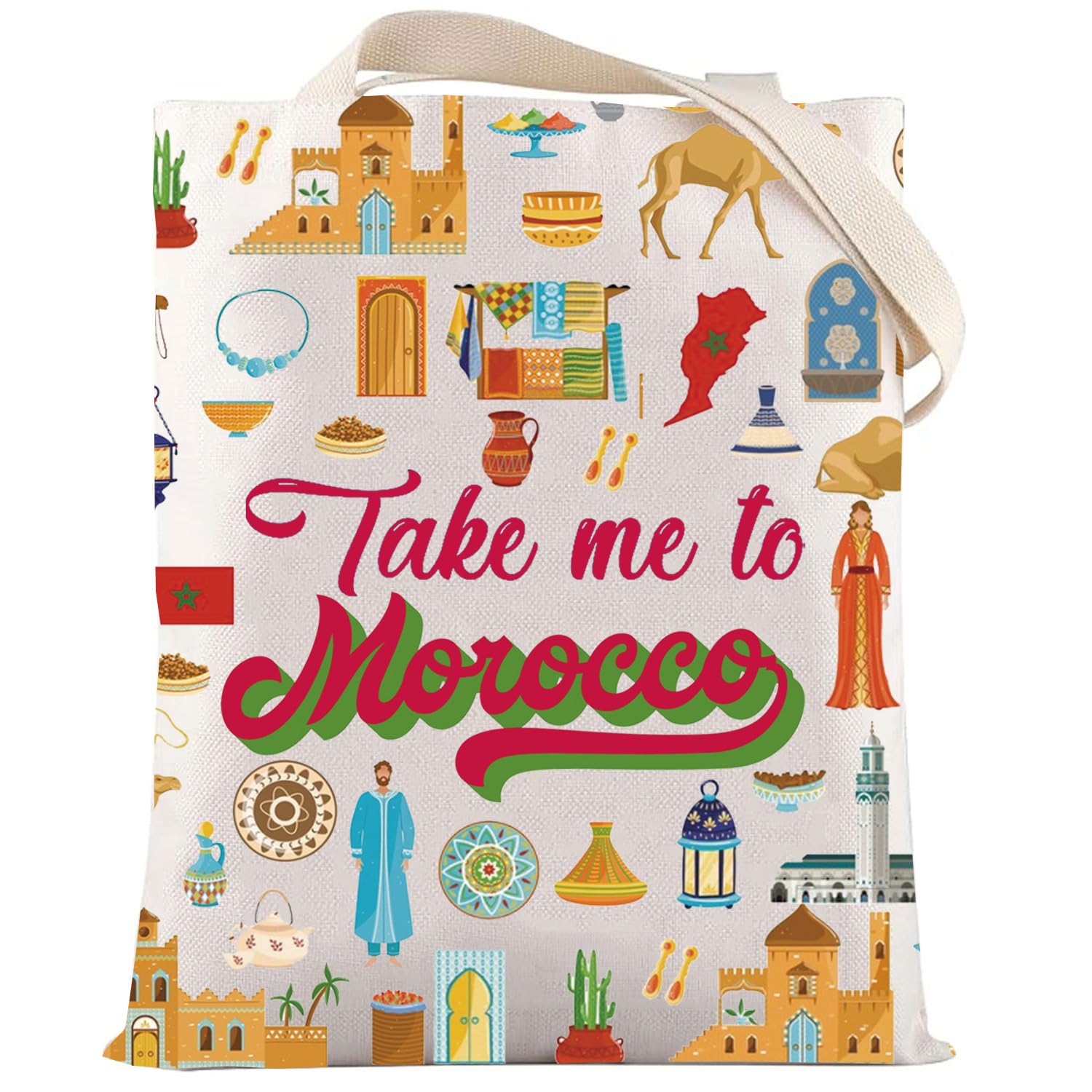LEVLO Morocco Culture Travel Cosmetic Bag Morocco Souvenir Gift Take Me To Morocco Zipper Pouch Bag for Traveler Take Morocco TG