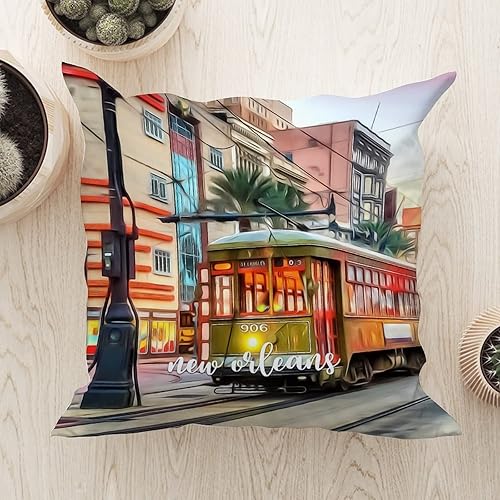 Miniatura 7 de Fundas de almohada para sofá de 20 x 20 pulgadas, diseño de la ciudad estadounidense en el estado de Louisiana, decoración de casa de familia,