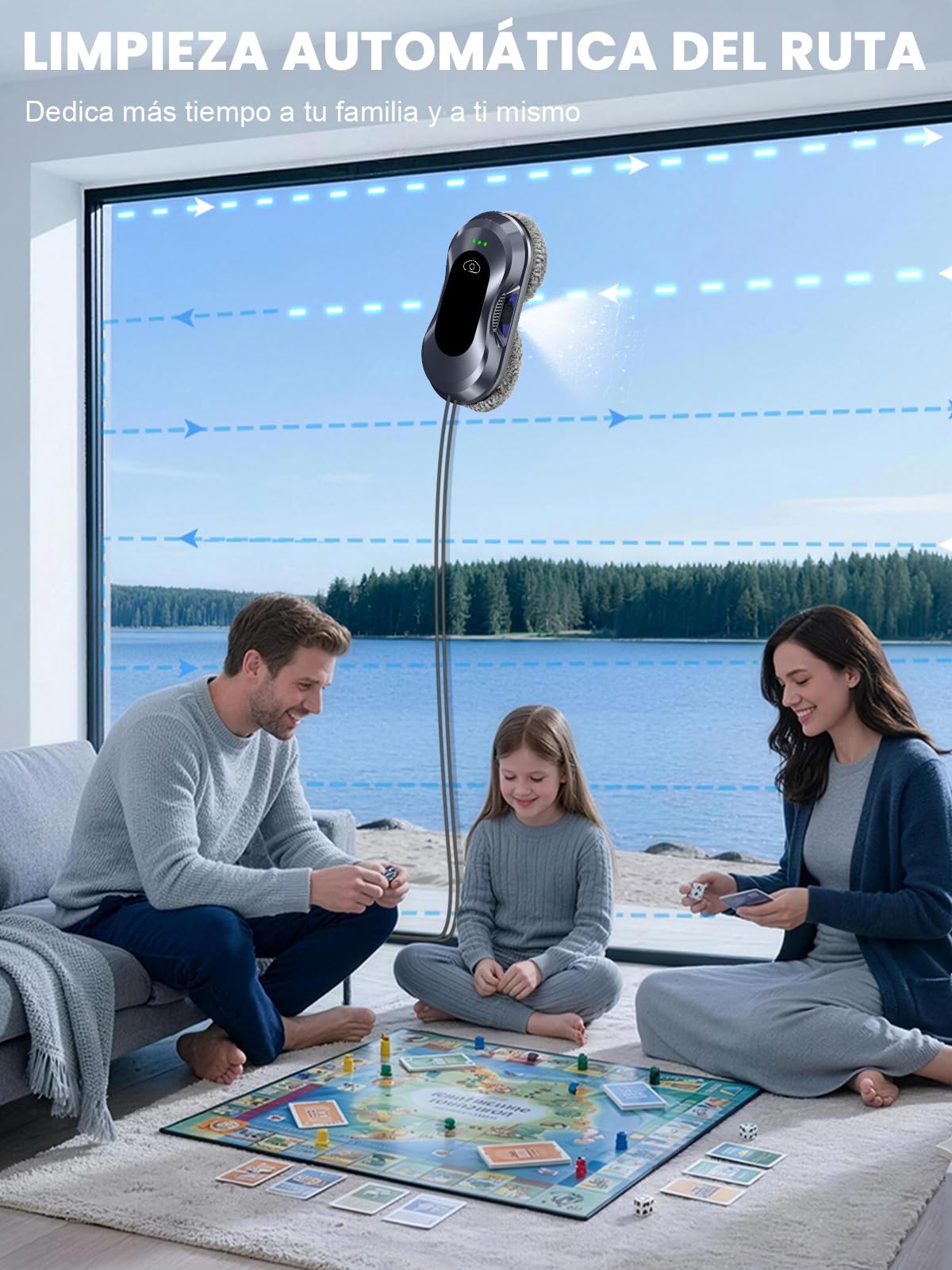 Keero Robot Limpiacristales, Lavado de Ventanas con Doble Boquilla y Potencia de Succión de 6000 Pa 2026 Mejorado, 3 Modos de Limpieza, Tanque de Agua 60ml, Limpia Cristales Electrico Ventanas