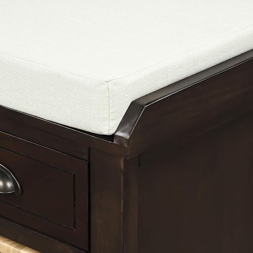 Miniatura 9 de Knocbel Banco de almacenamiento de 6 cajones con cojín extraíble, banco de zapatos de recibidor de entrada, banco de zapatos, banco de cama,