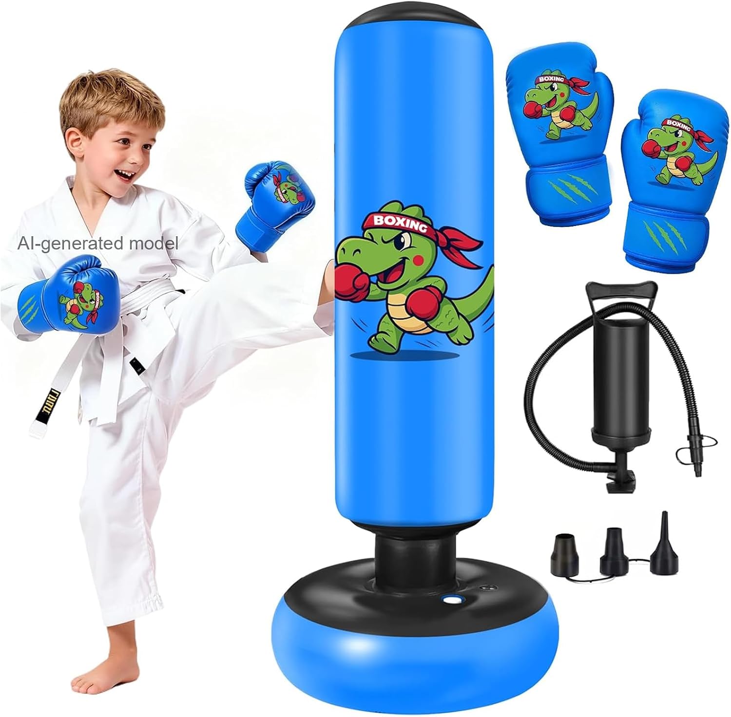 Qoosea Pedestal Punching Bags for Kids, 52in Kids Boxing Bag with Gloves