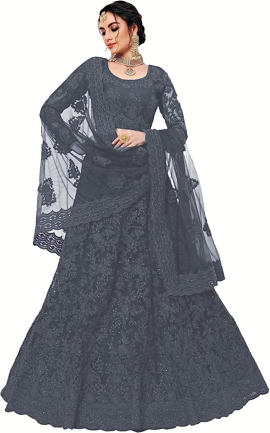 Yeoja CreationEmbroidered Semi Stitched Lehenga Choli