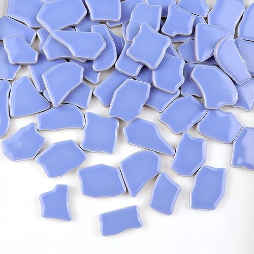 Miniatura 10 de PINUO&KE Azulejo de mosaico de cerámica irregular con pegamento de 0.99 libras para adultos y niños hechos a mano para manualidades de cerámica para