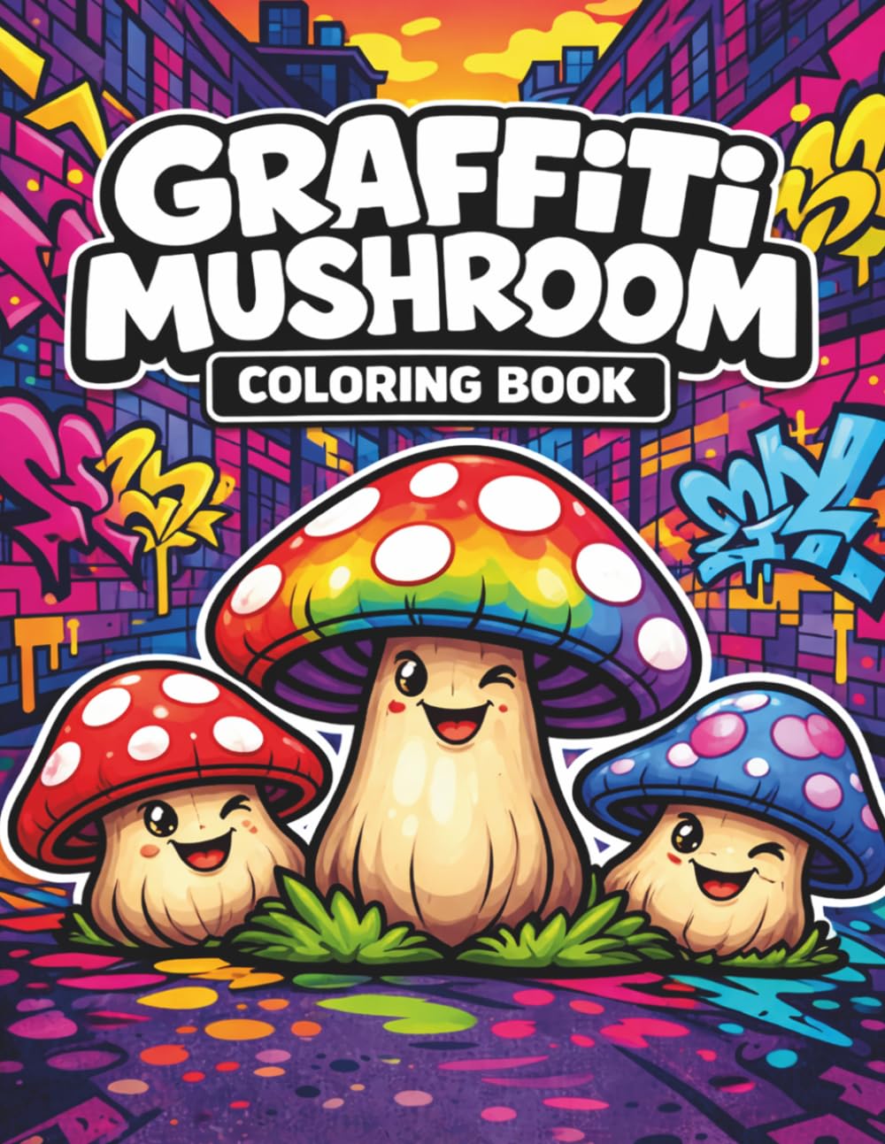 Graffiti Mushroom: A Bold Urban Coloring Book with Street Art Mushrooms and Trippy City Vibes