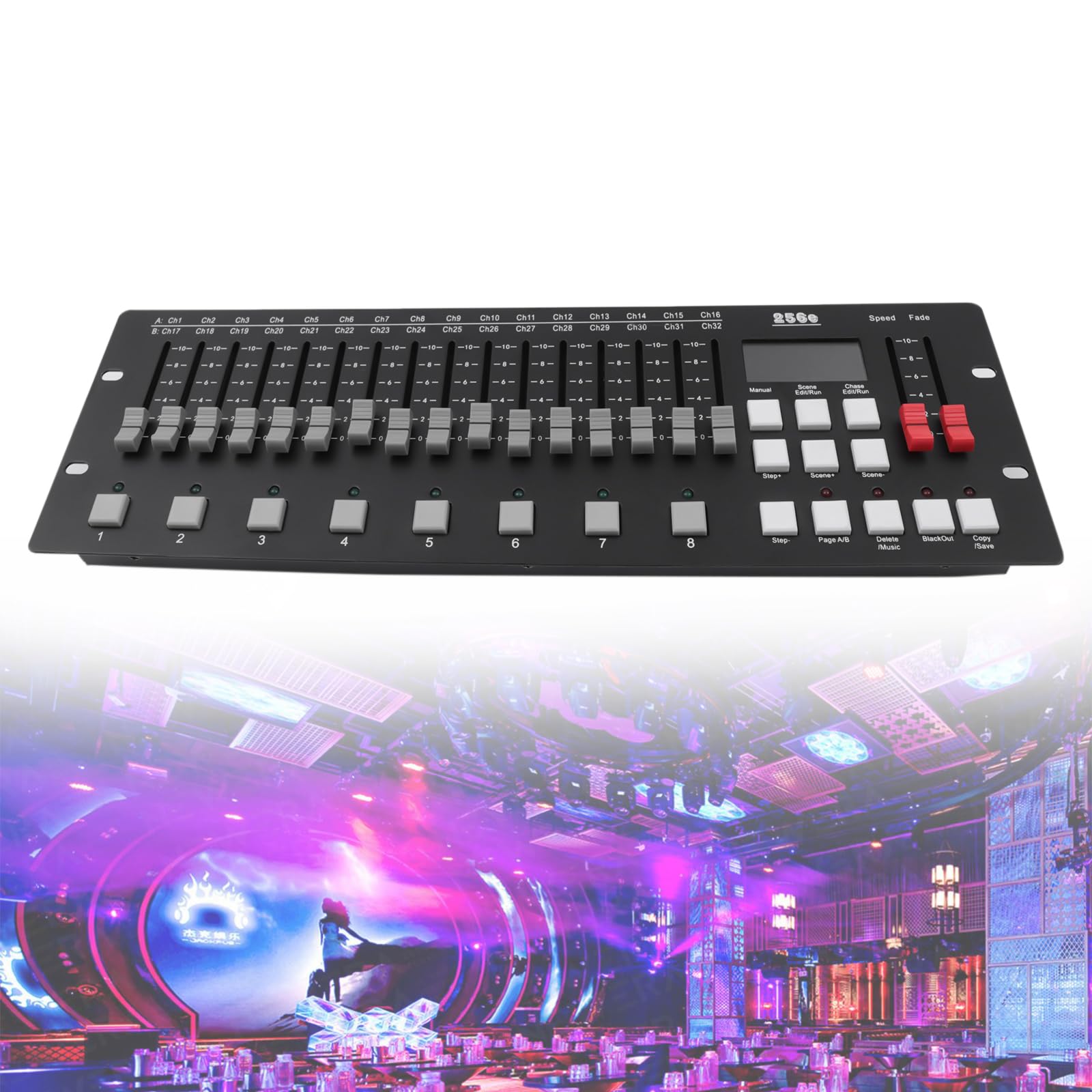 DMX, controller Dmx, 256 canali, con indicatore LED HD, connettore 3 in 1, Dmx Pult DJ Equipaggiamento, mixer luce per DJ, palcoscenici, discoteche, discoteche, feste, matrimoni