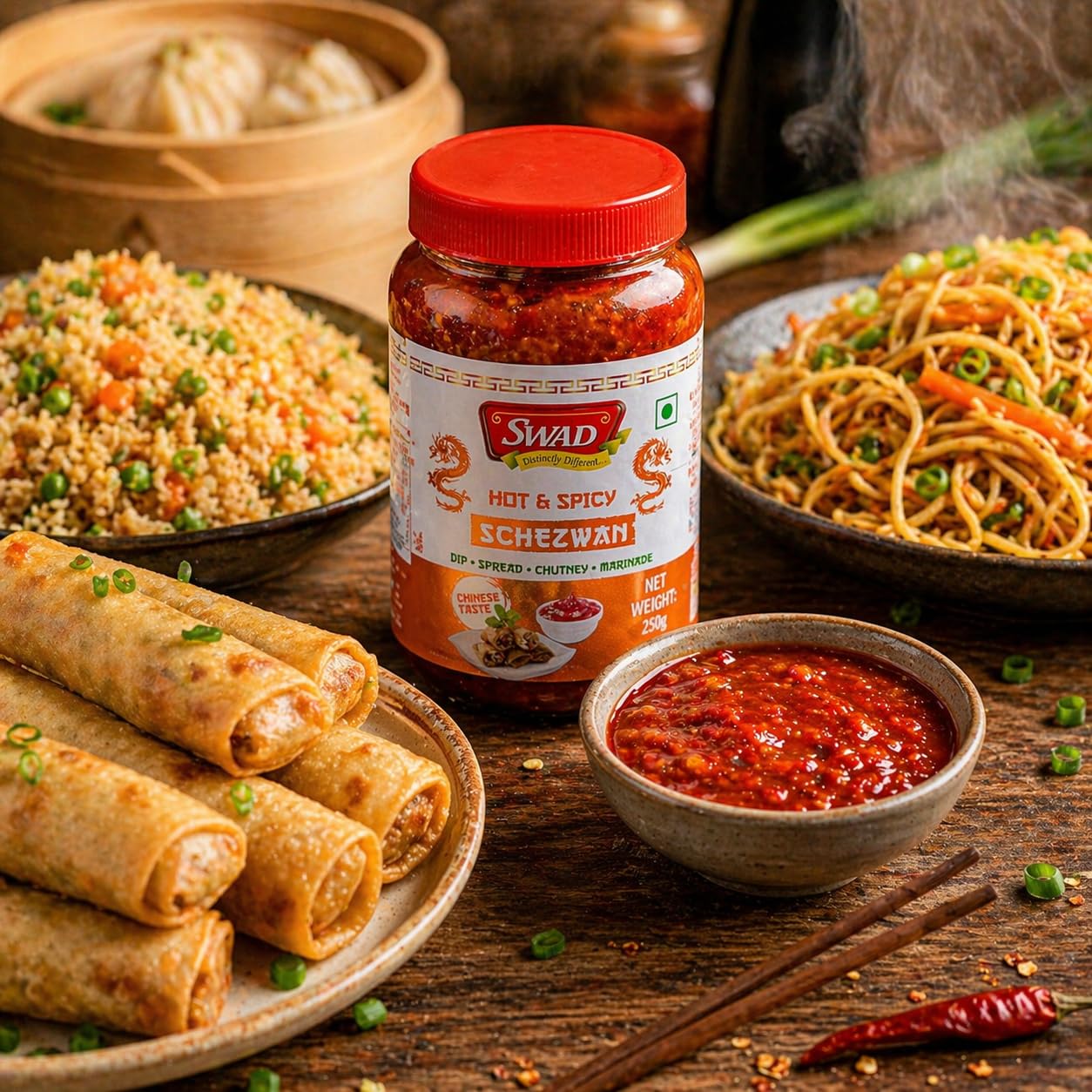 SWAD Hot & Spicy Schezwan 1kg | Dip | Spread | Chutney | Marinate 3