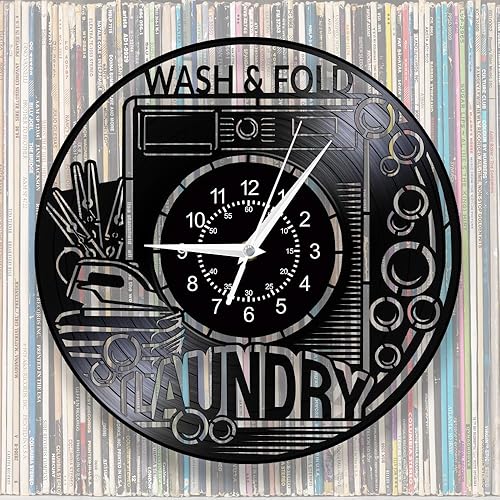 Miniatura 9 de Reloj de pared de 12 pulgadas para lavadero, silencioso, sin tictac, reloj de pared de cuarzo para lavadora, funciona con pilas, moderno reloj de