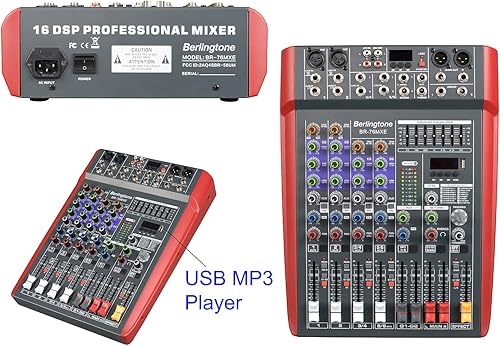 Miniatura 5 de Mezclador profesional de audio de estudio Bluetooth de 6 canales, controlador de sonido DJ, unidad USB, grabación de PC, RCA, conector de micrófono