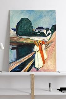 Postermanya (pster19014) The Girls On The Bridge - Edvard Munch Sanatsal Kanvas Tablo 30 x 40