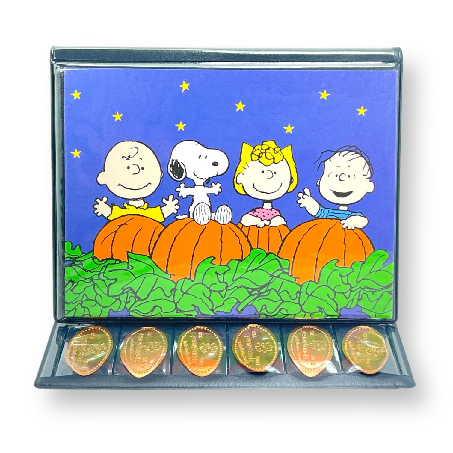 Pennybandz Penny Postcard Tri-Fold Pressed Penny Collector Book Holds 60 Pressed Pennies and Your Favorite Postcard for Your Cover (Peanuts Gang Great