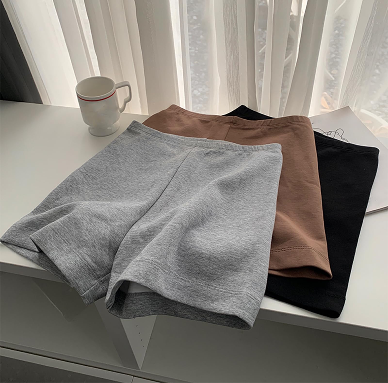 Short Décontracté Extensible pour Femme Couleur Unie Coupe Slim Short de Cyclisme Short D'éTé Taille Haute