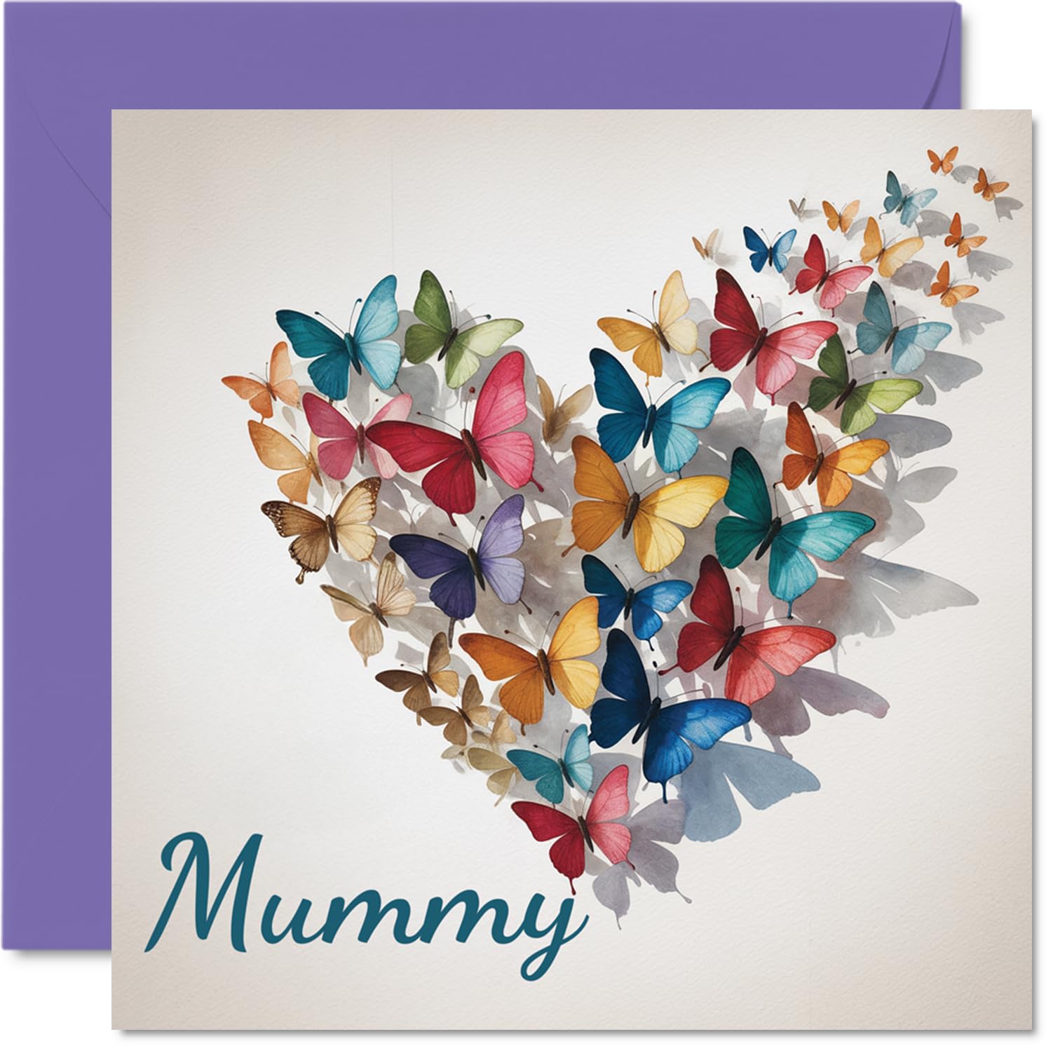 Mummy Birthday Card - Elegant Butterfly Heart - Happy Birthday Card for Mummy from Son Daughter, 145mm Beautiful Sentimental Bday Greeting Cards