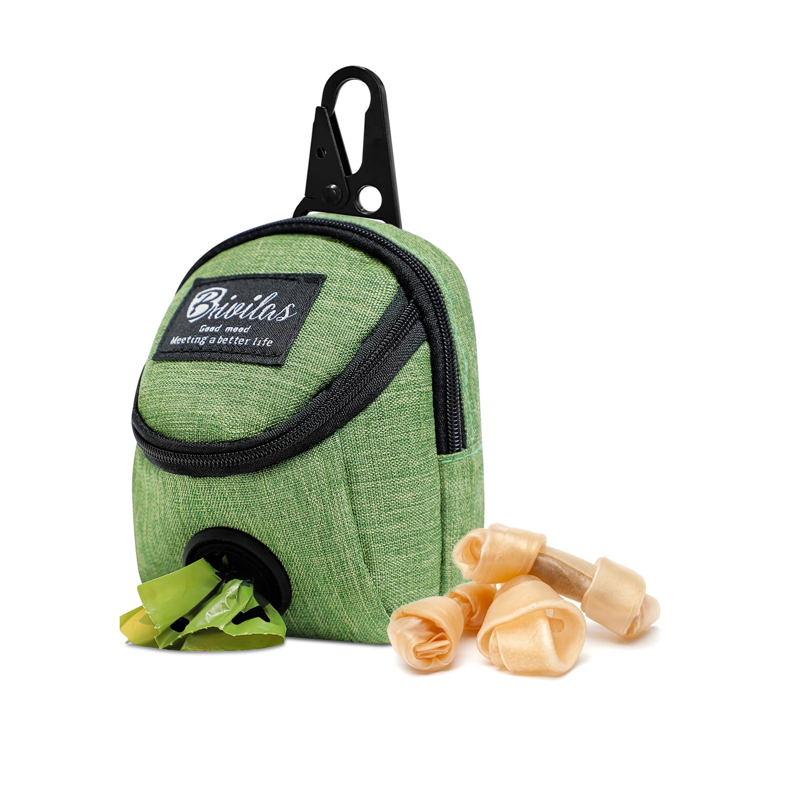 MultiValue Dog Walking Bag, Multifunctional Dog Training Treat Pouch Bag Oxford Cloth Waterproof Dog Food Treat Bag with Built-in Poop Bag Dispenser for Travel Outdoor Training (Green, A)