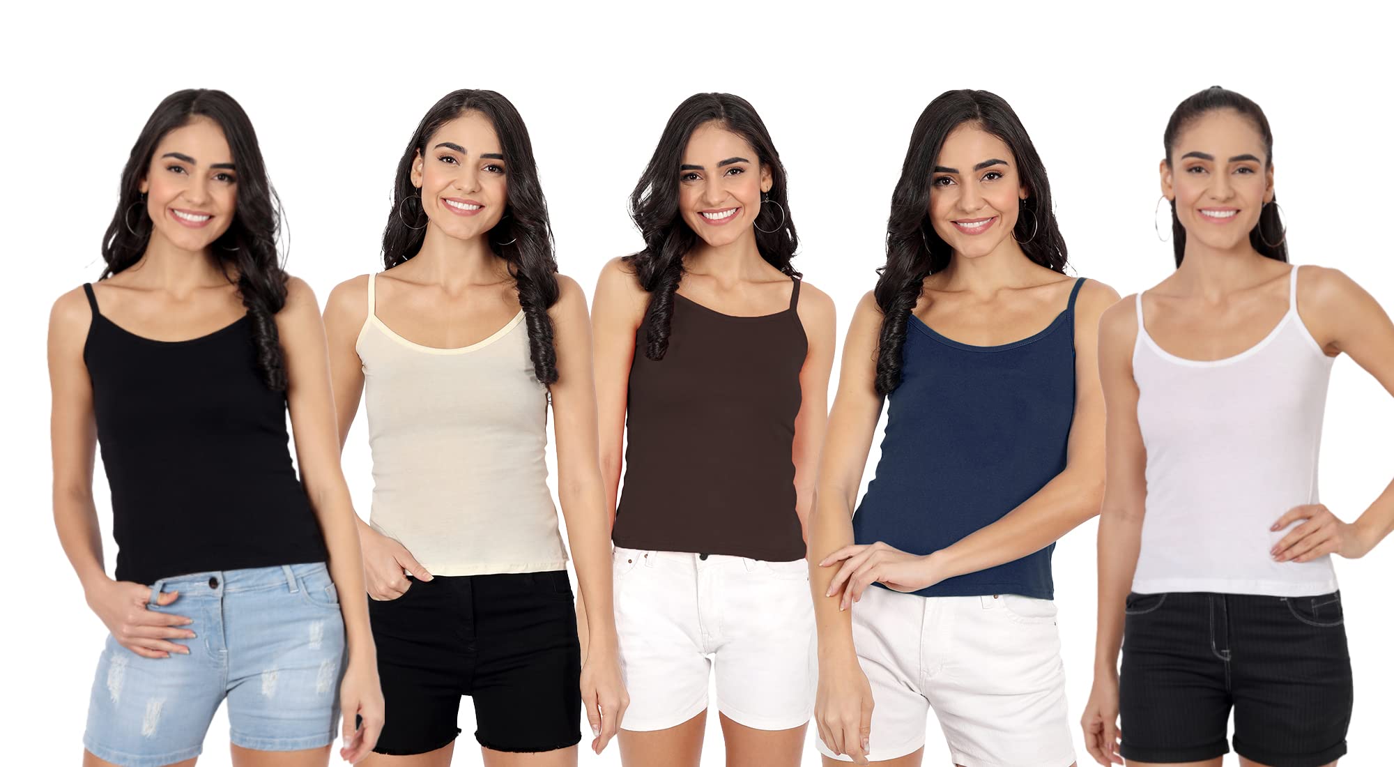 BLAZONWomen’s Cotton Hosiery BAE Strappy Top (Pack of 5)