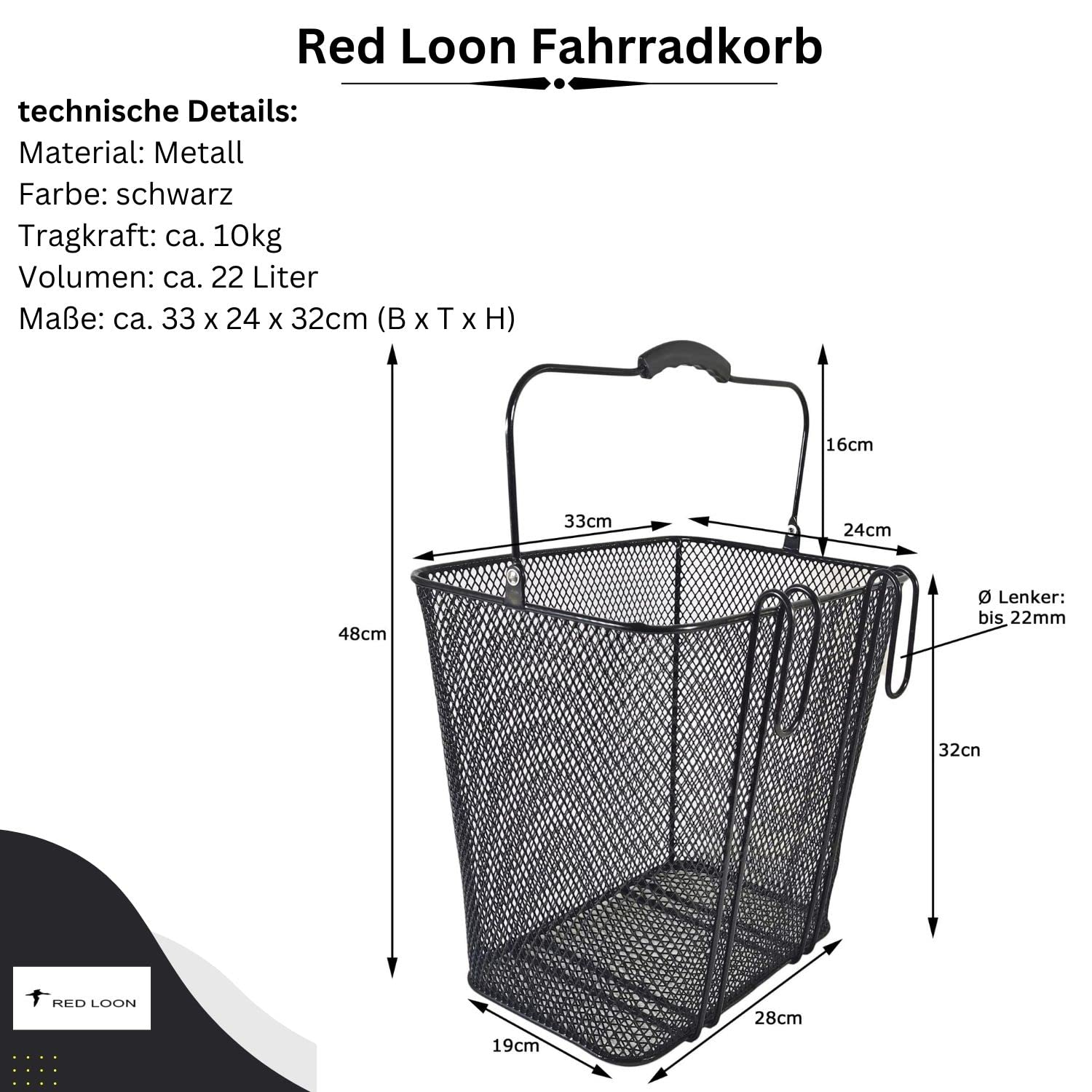 Panier Vélo Arrière Lixada 20L - Métal Résistant à L'Eau, Pour Porte-Bagages Universel