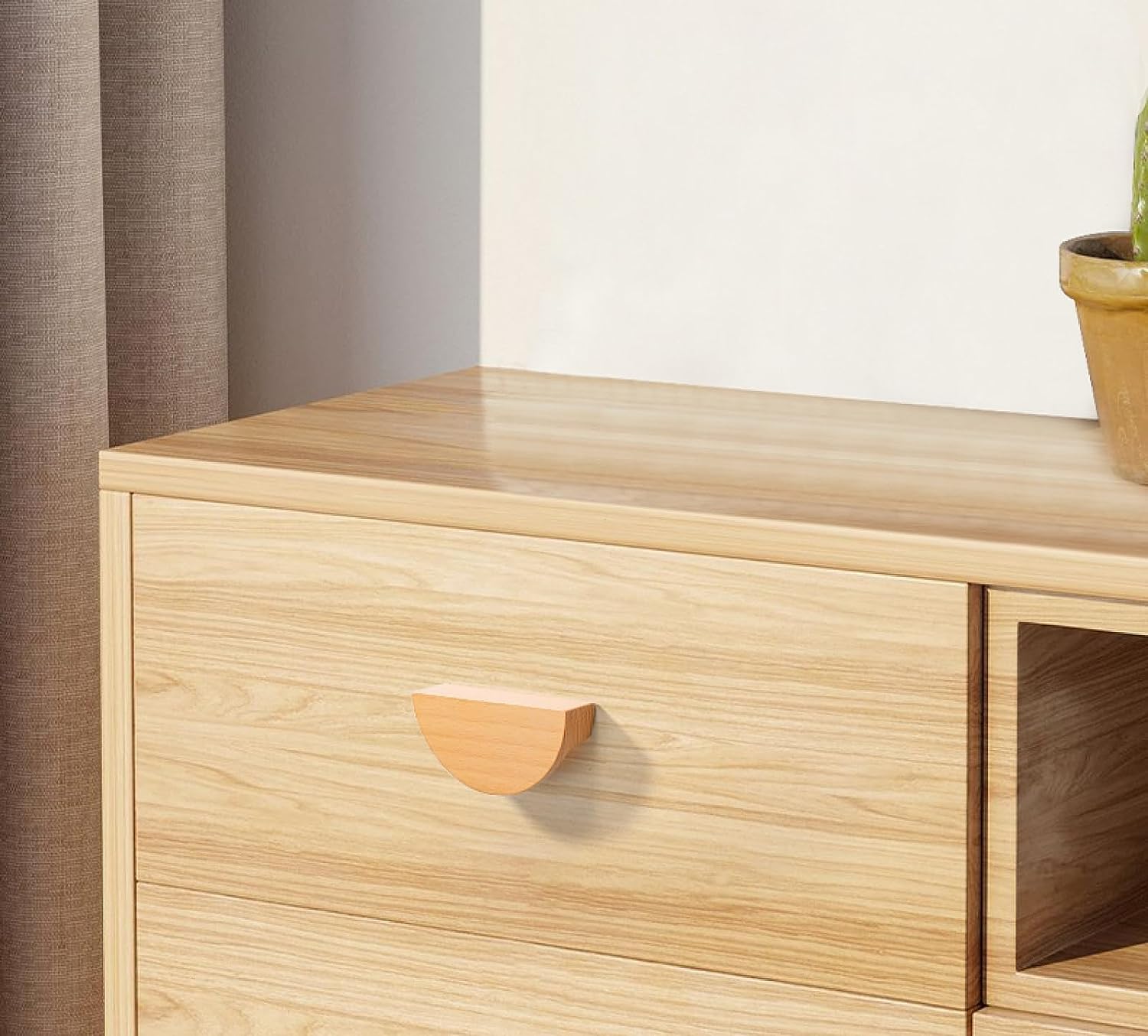 Pomelli per cassetti in legno, maniglie rotonde per armadietti, in legno massello, confezione da 2, diametro 32 mm, ideali per mobili e guardaroba