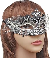 Vista 128 de IETANG - Antifaces venecianos para parejas, baile de máscaras, accesorios de disfraz o fiesta, 1 par Negro
