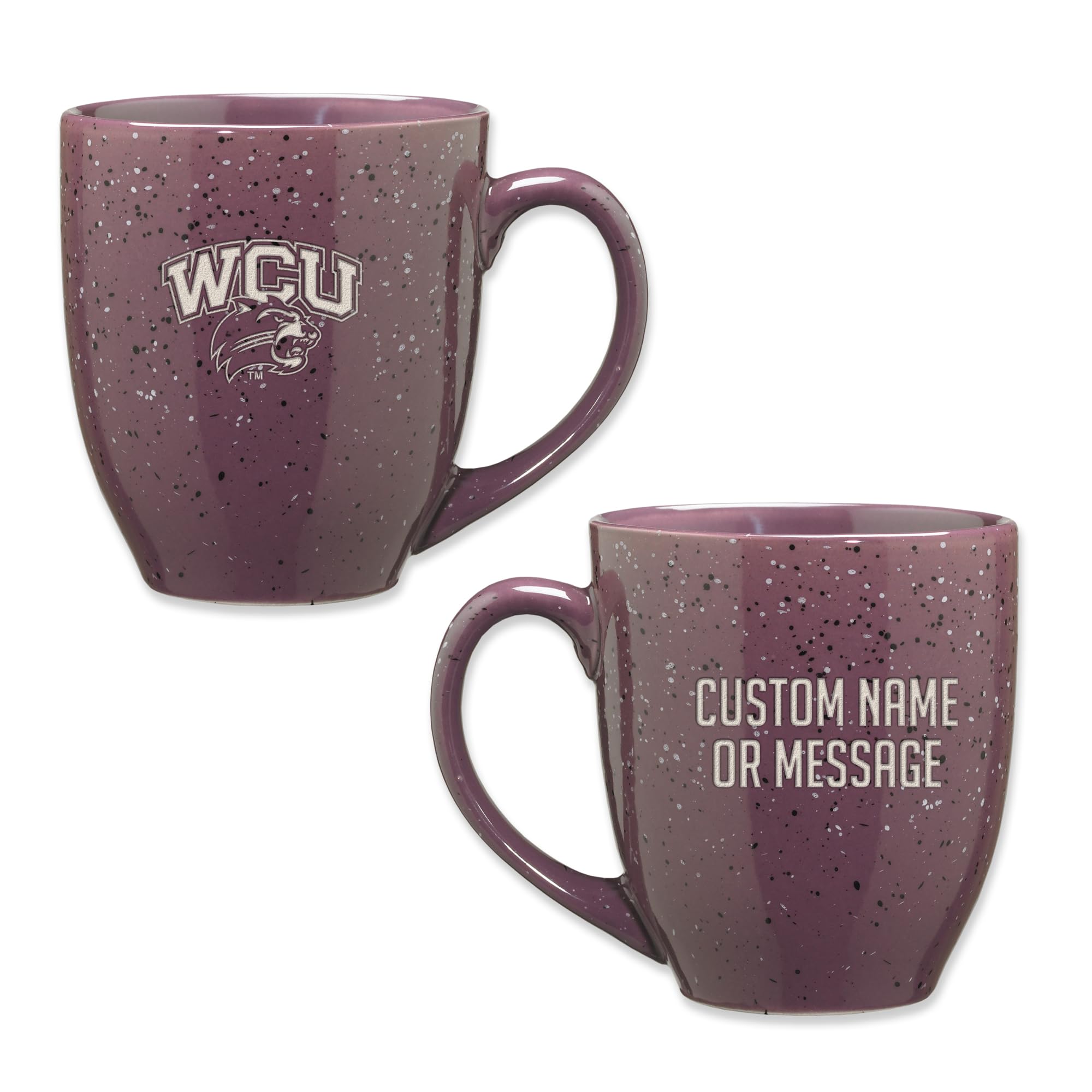 Rico Industries NCAA Western Carolina Catamounts Purple Personalized 16 oz Team Color Laser Engraved Speckled Ceramic Coffee Mug