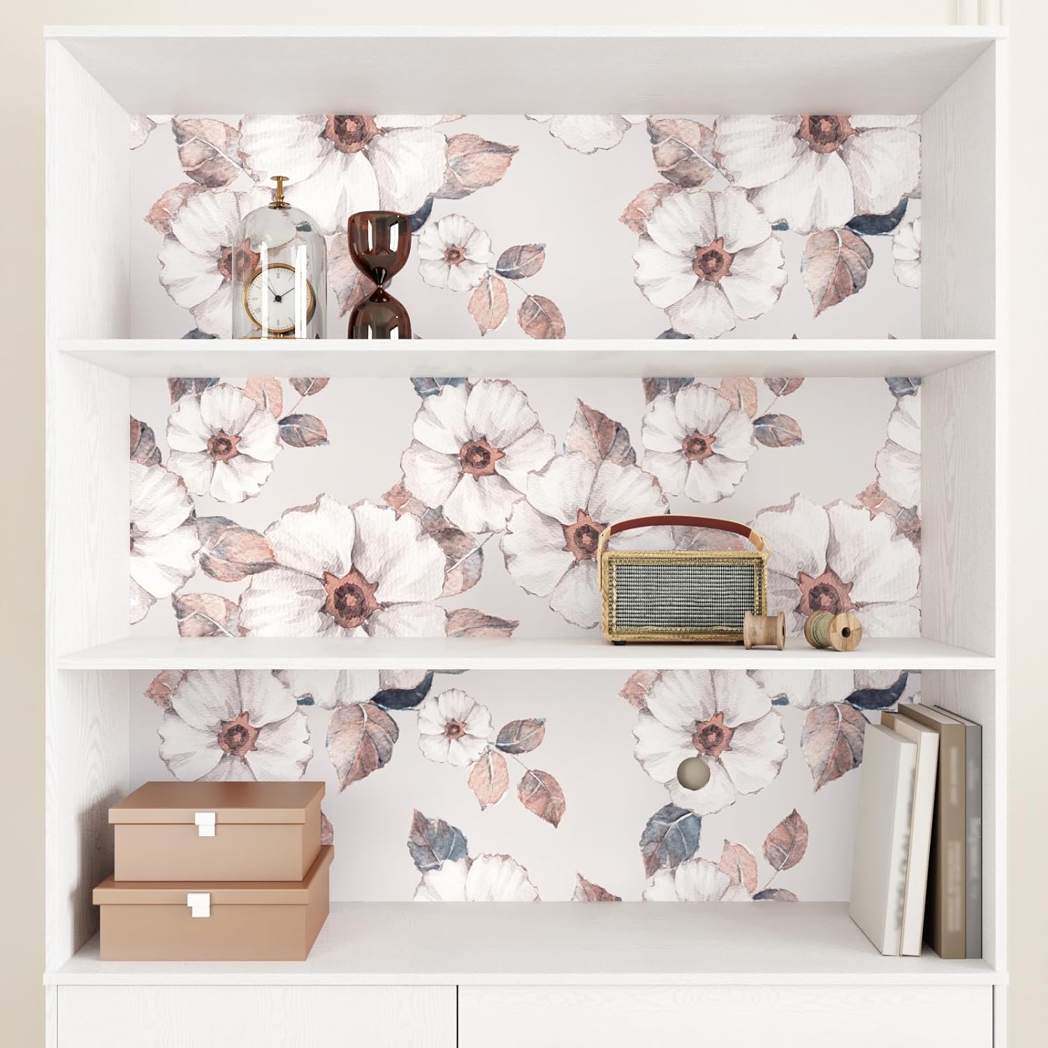 Neutral Muted Flower Wallpaper Light Purple Floral Peel and Stick Wallpaper Modern Lavender Elegant Wallpapers for Girls Bedroom Boho Purple Floral Contact Paper for Kitchen Wall 17.5×102''