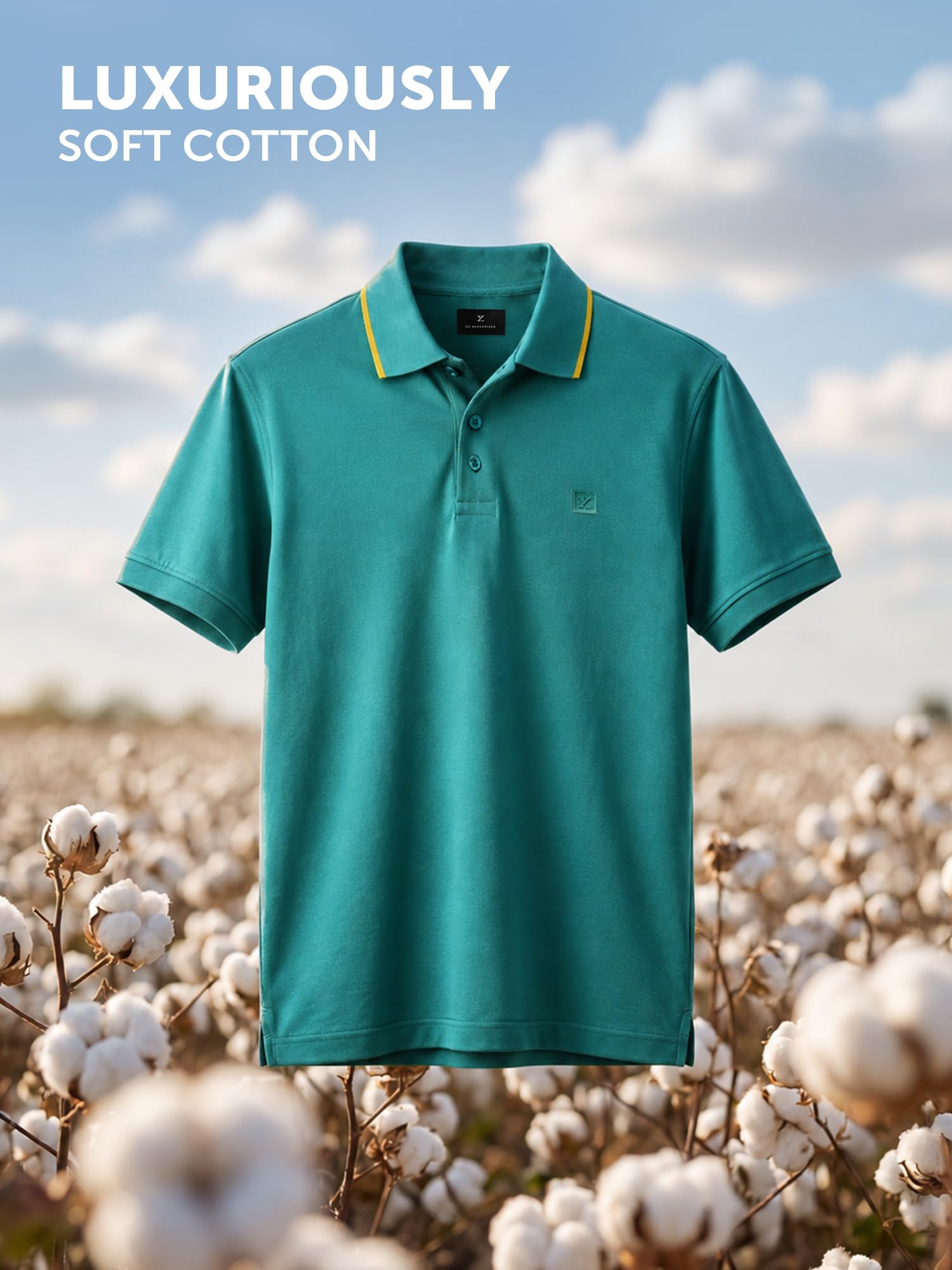 XYXX Męska koszulka z solidnej bawełny | koszulki polo Collor | Półrękawy | Solid-Slim Fit