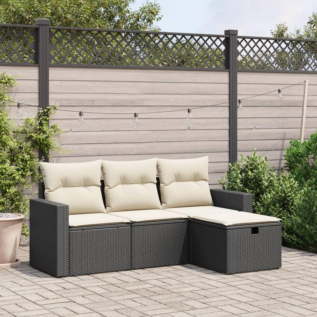 Salon de jardin 4 pcs noir pour vos terrasses et soirées d'été en famille