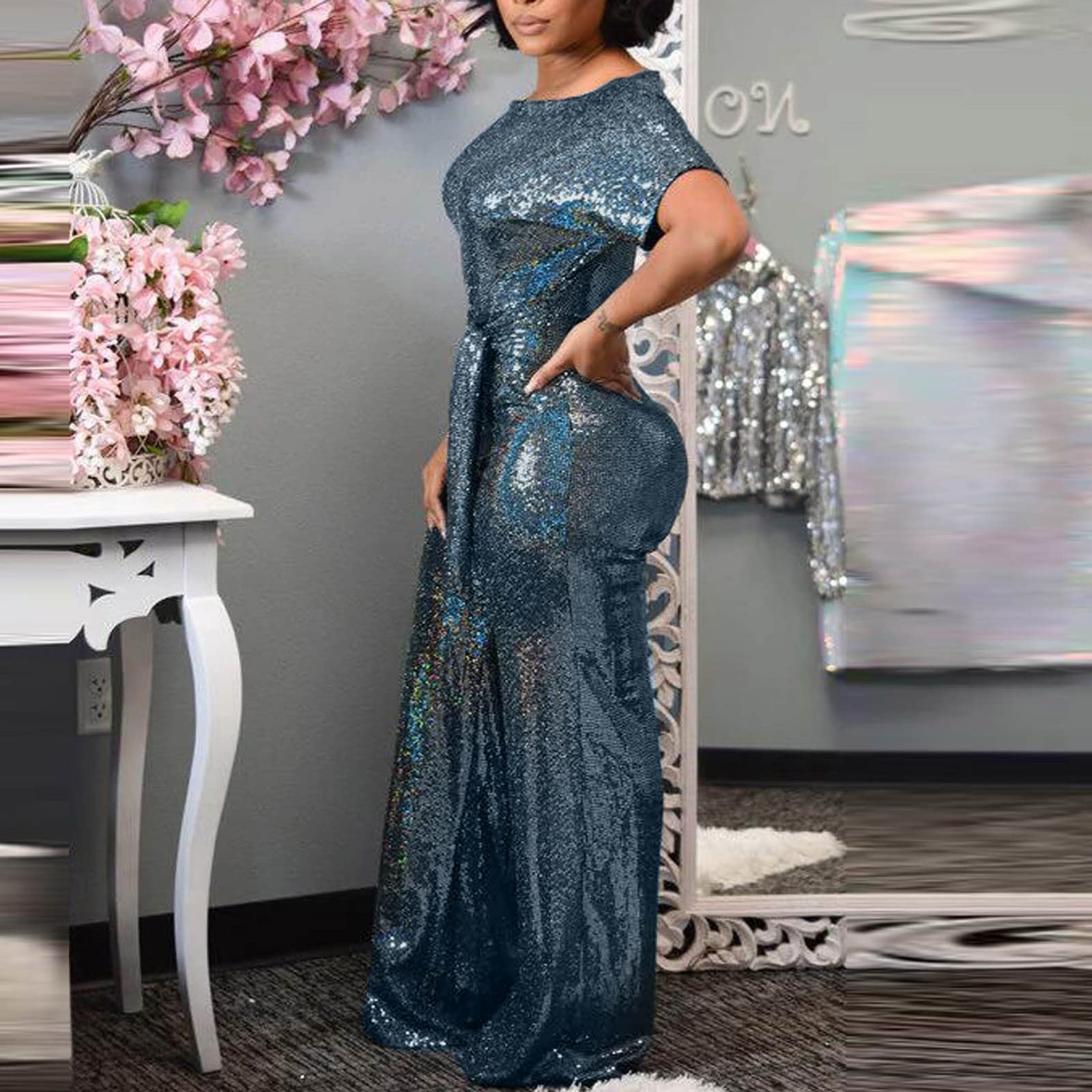 Amazon.com: JOFOW Women's Stylish Dress Pants Set Banquet Evening Dress Pant  Jumpsuit Elegant Off Sophisticated Jumpsuit for (Blue, L) : Clothing, Shoes  & Jewelry