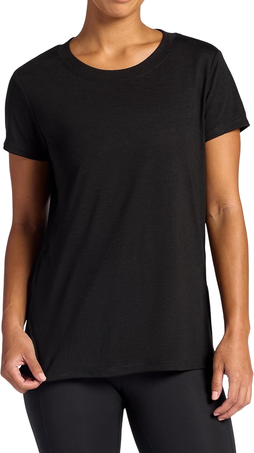 Gaiam Womens Restore Rib Mix T-Shirt, Relaxed Fit, Lightweight Heathered Material, High-Low Hem